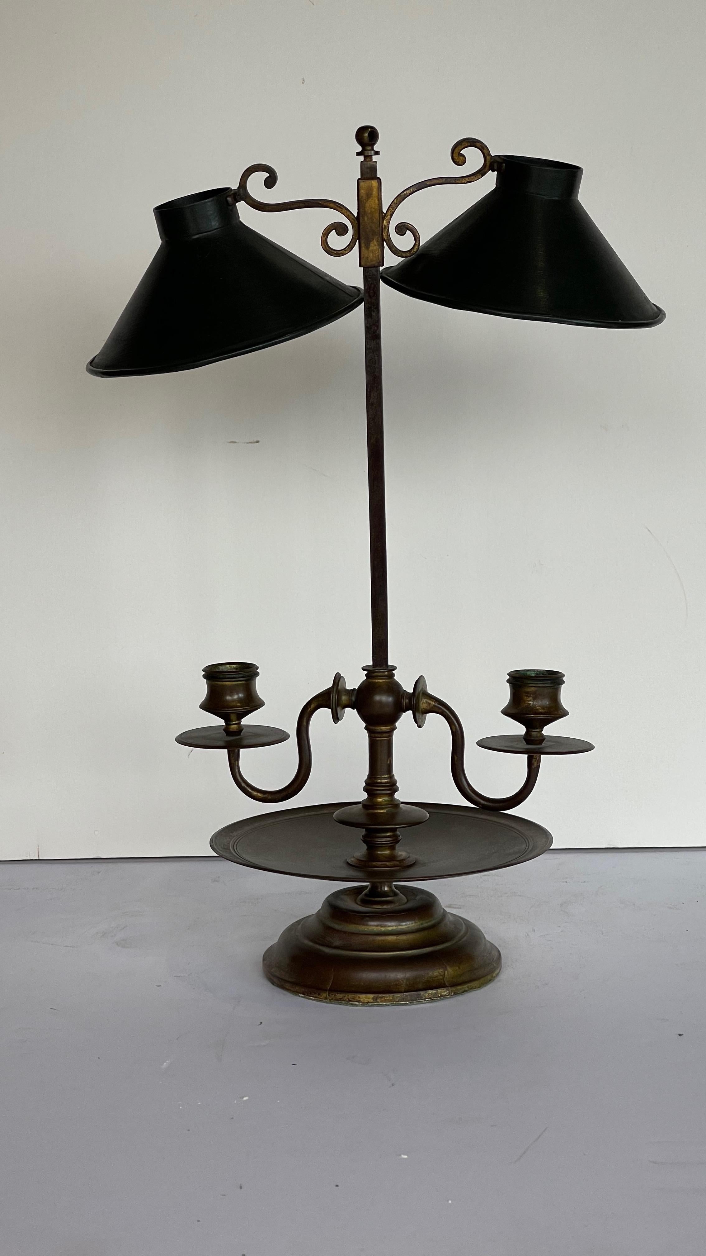 French Mid 19th Century Tole Candle Lamp For Sale