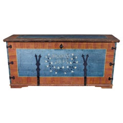 Used Mid 19th century traditional Swedish painted coffer