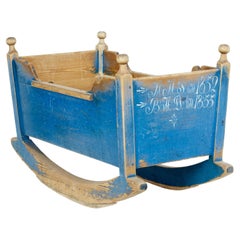 Mid 19th century traditional Swedish painted pine cradle