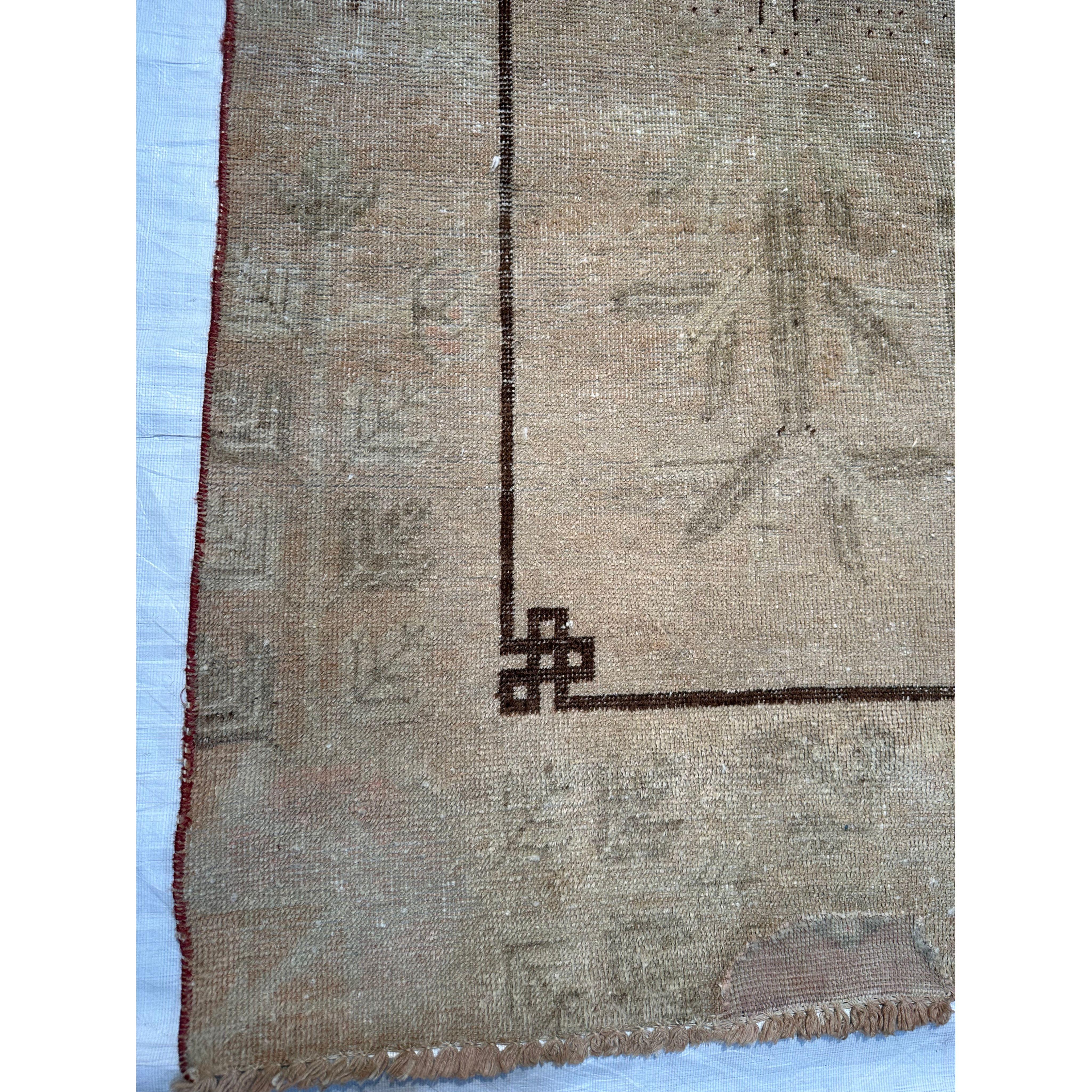Wool Mid-19th Century Tribal Khotan Samarkand Carpet For Sale