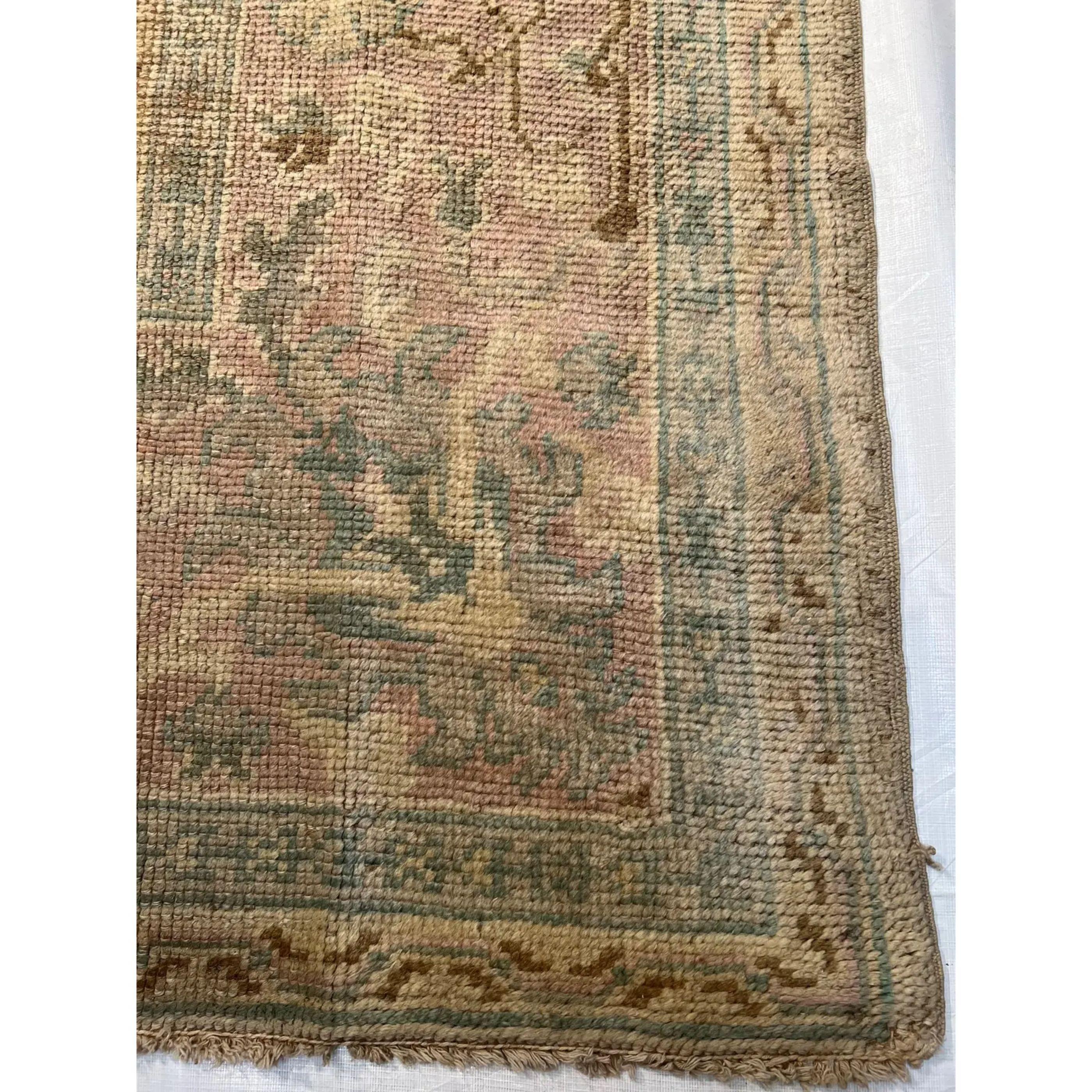 Wool Mid-19th Century Tribal Turkish Oushak Rug 13'1