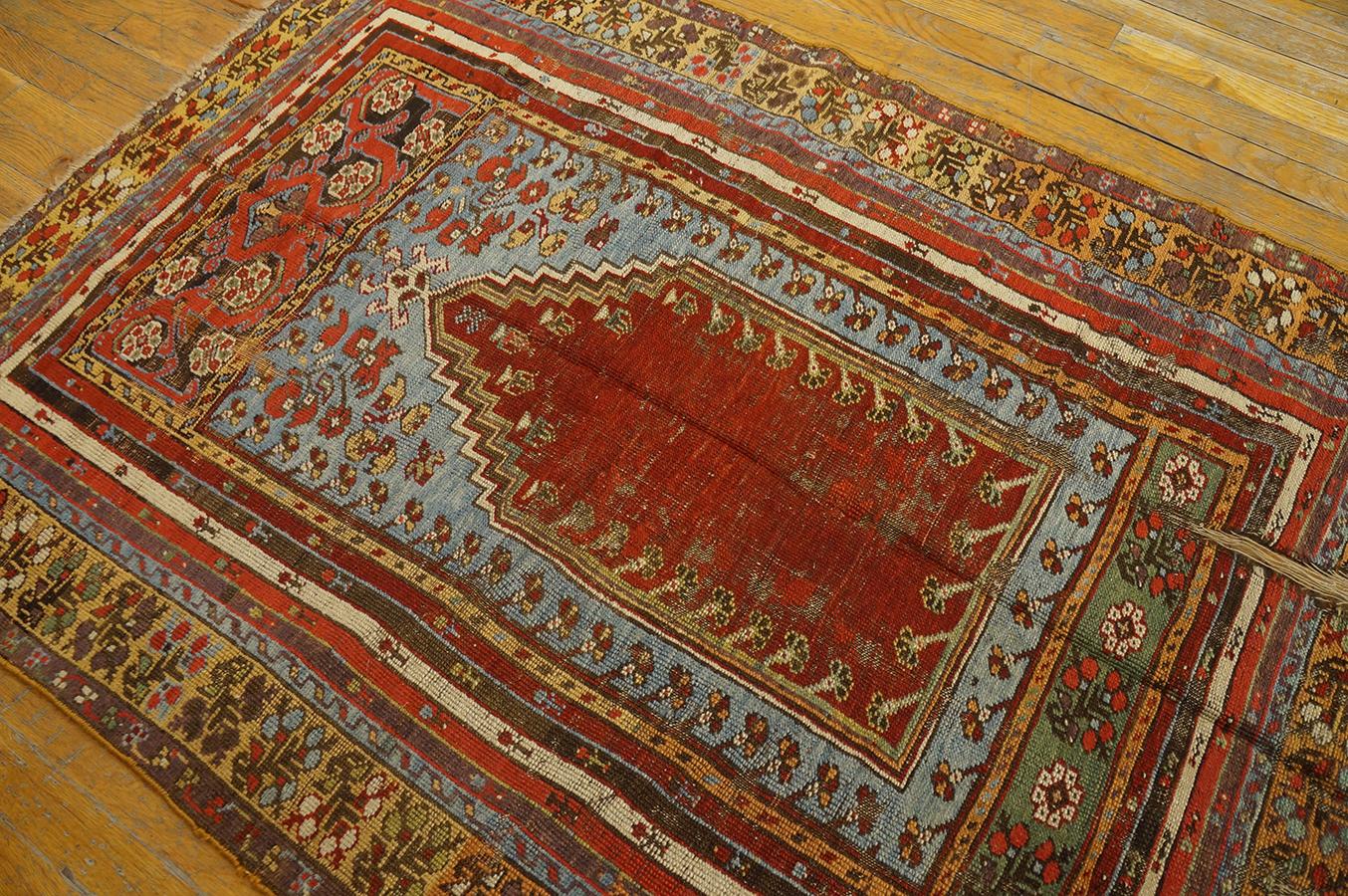 Tapis de prière turc du milieu du XIXe siècle de Kirshehir ( 3'8