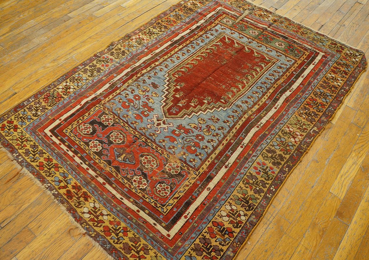 Noué à la main Tapis de prière turc du milieu du XIXe siècle de Kirshehir ( 3'8
