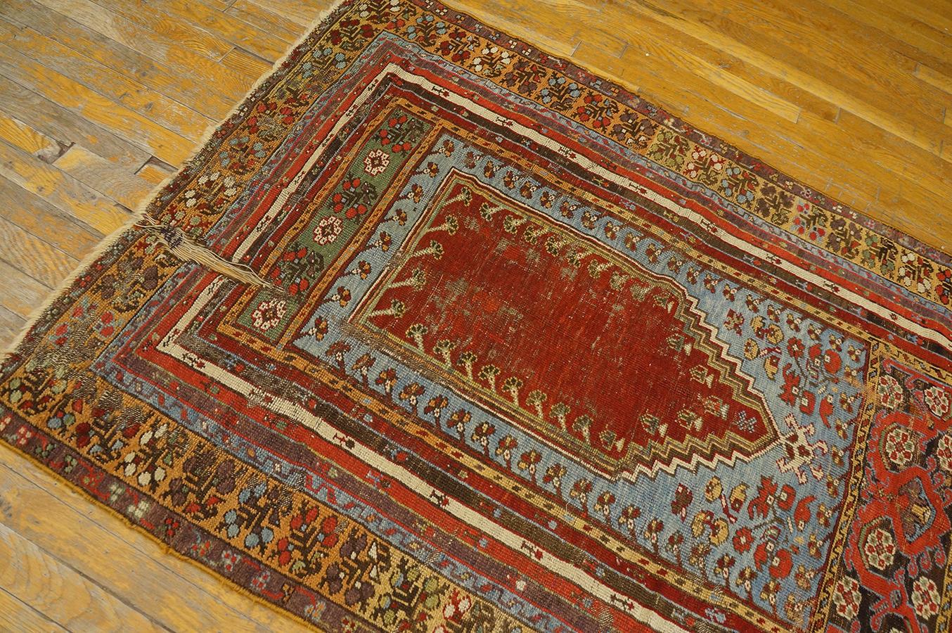Laine Tapis de prière turc du milieu du XIXe siècle de Kirshehir ( 3'8