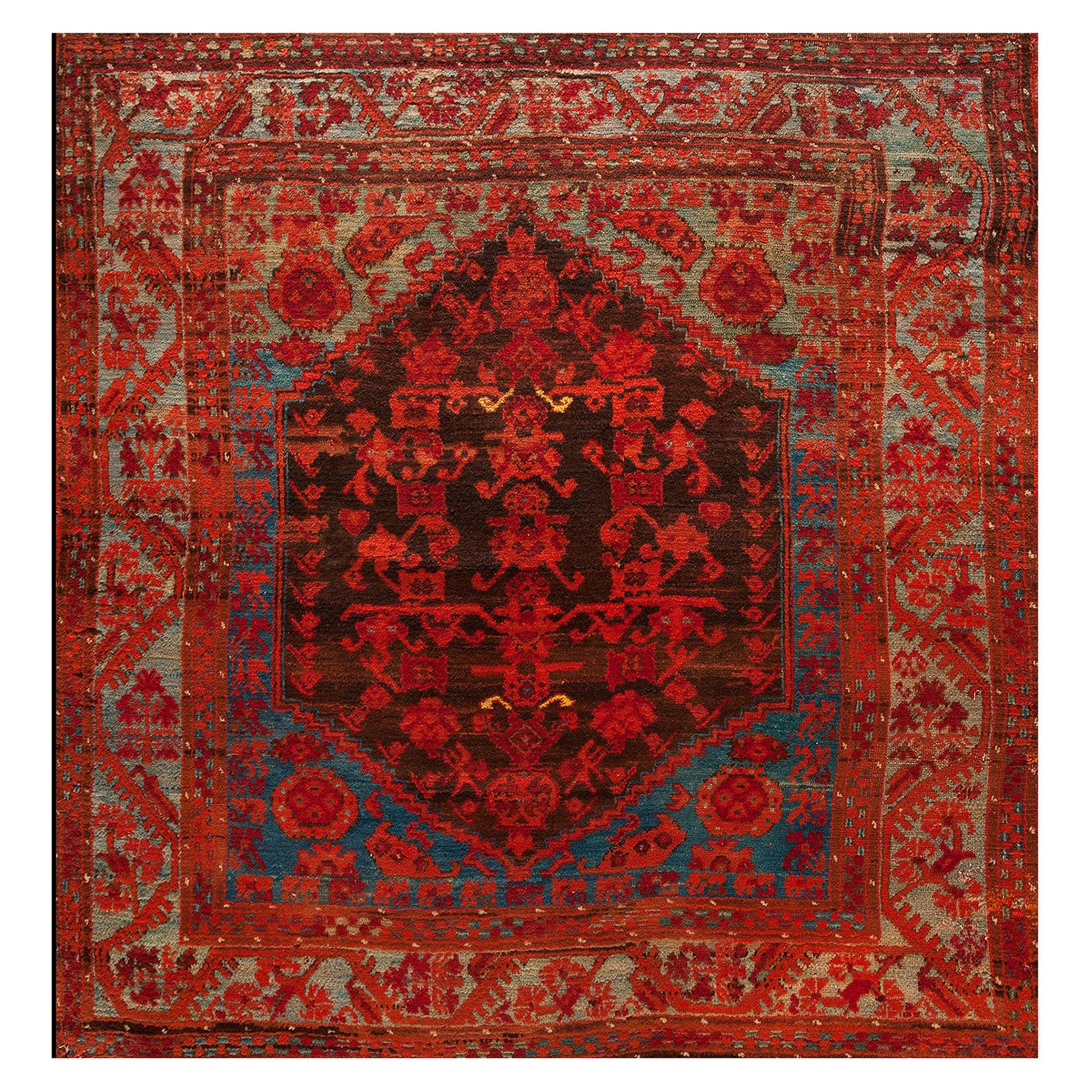 Türkischer Kula-Teppich aus der Mitte des 19. Jahrhunderts ( 4''6 x 5'' - 137 x 152) im Angebot