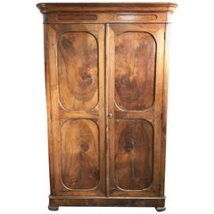 Antique 1850's Italian Tuscan Wardrobe in Solid National Walnut Restored Wax Polished