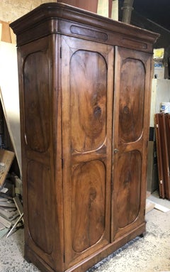 1850's Italian Tuscan Wardrobe in Solid National Walnut Restored Wax Polished
