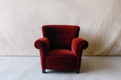Mid 19th Century Velvet Lounge Chair From Denmark, Circa 1950