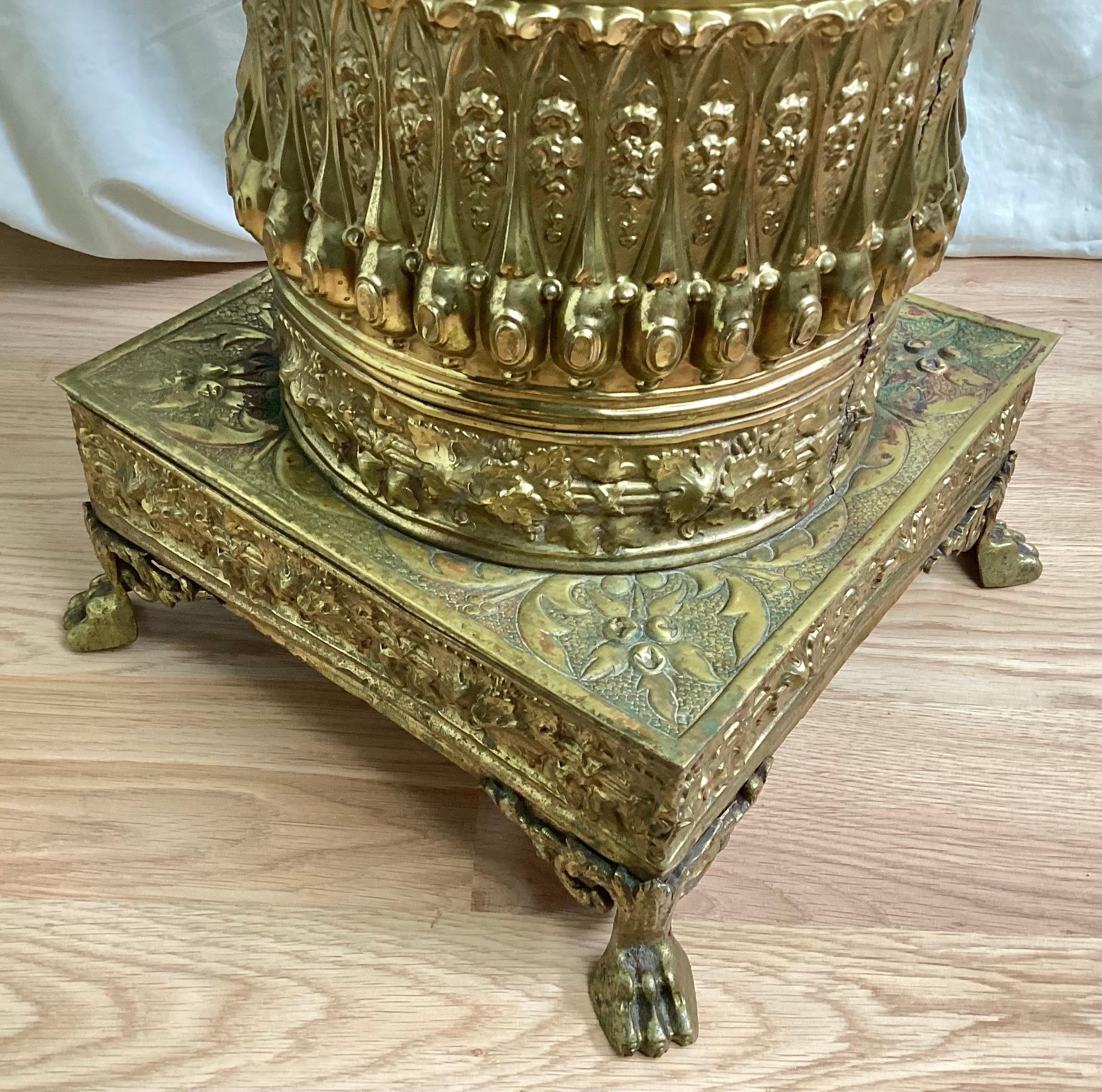 Mid-19th Century Victorian Brass Repoussé Umbrella or Walking Stick Stand 4