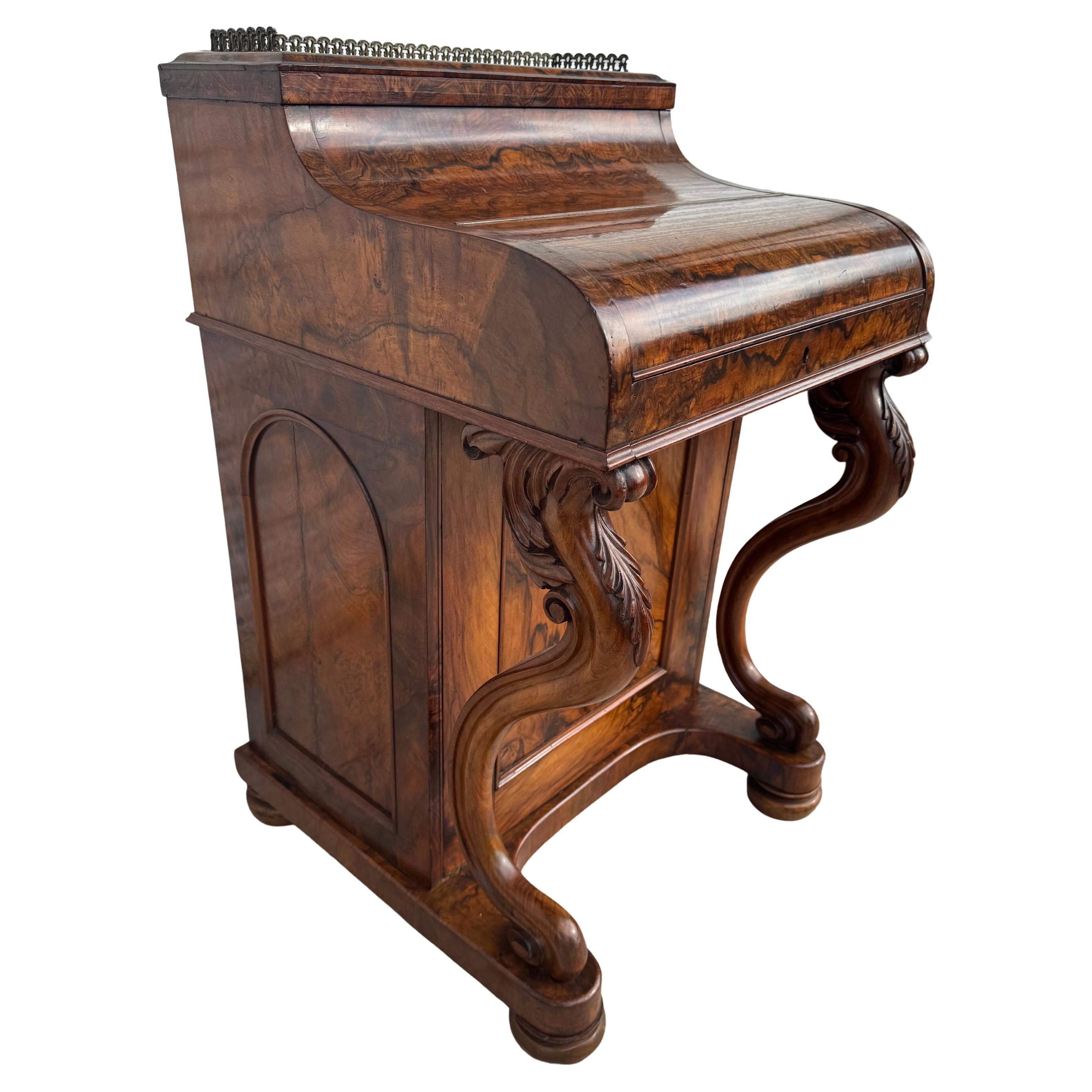 Mid 19th Century Victorian Burlwood Pop Up Davenport