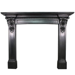 Antique Mid-19th Century Victorian Cast Iron Fireplace Surround