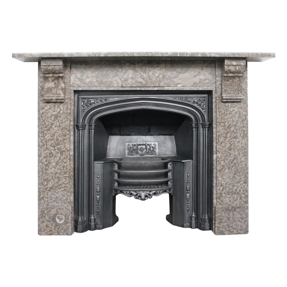 Mid-19th Century Victorian Derbyshire Limestone Fireplace Surround