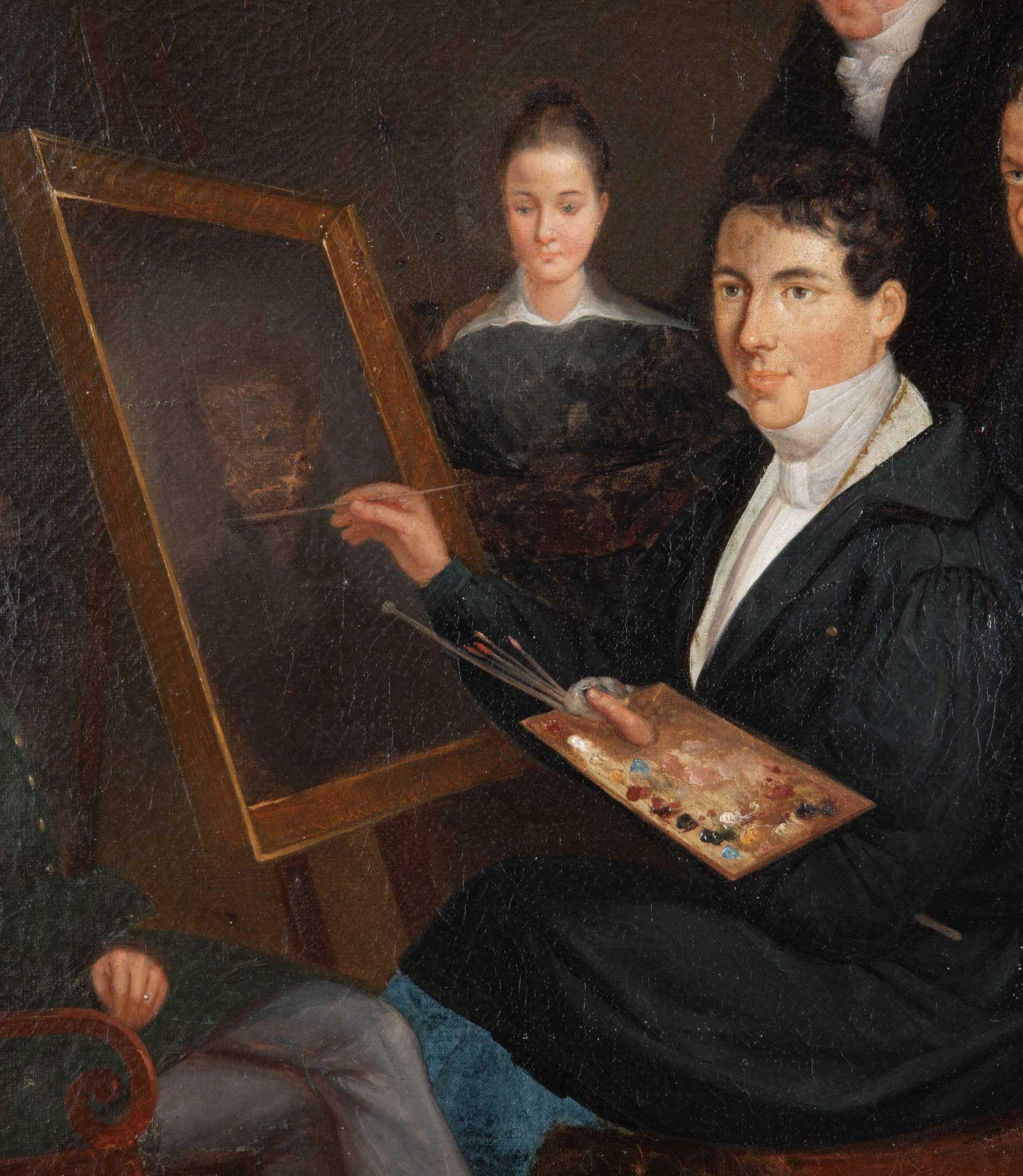 Óleo sobre lienzo victoriano de mediados del siglo XIX Estudio académico de artistas trabajando Victoriano en venta