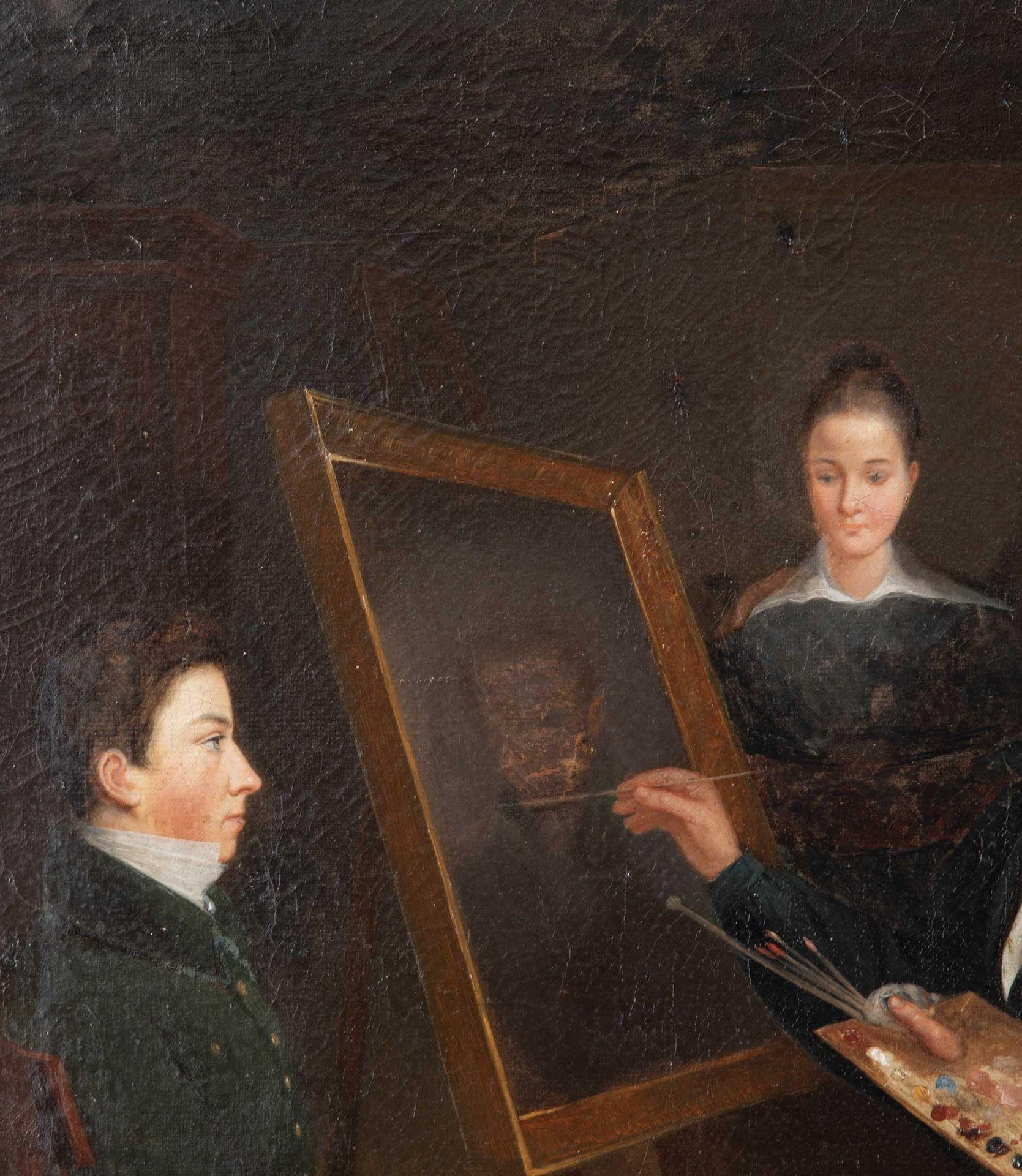 Óleo sobre lienzo victoriano de mediados del siglo XIX Estudio académico de artistas trabajando Inglés en venta