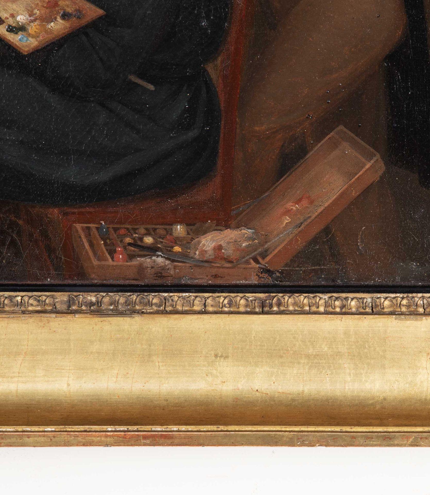 Óleo sobre lienzo victoriano de mediados del siglo XIX Estudio académico de artistas trabajando Lienzo en venta