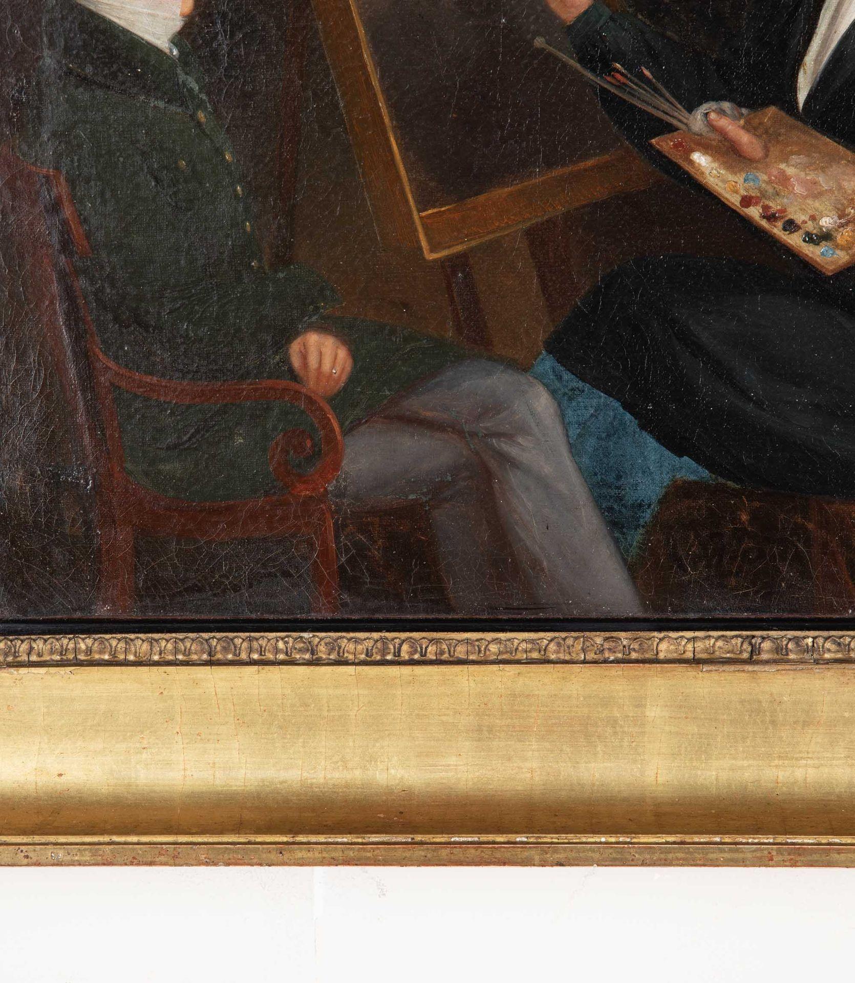 Óleo sobre lienzo victoriano de mediados del siglo XIX Estudio académico de artistas trabajando en venta 1