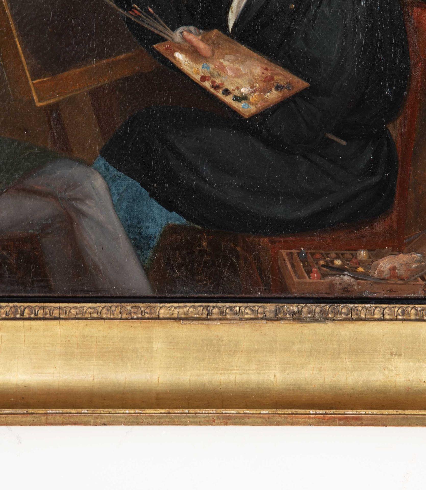 Óleo sobre lienzo victoriano de mediados del siglo XIX Estudio académico de artistas trabajando en venta 2