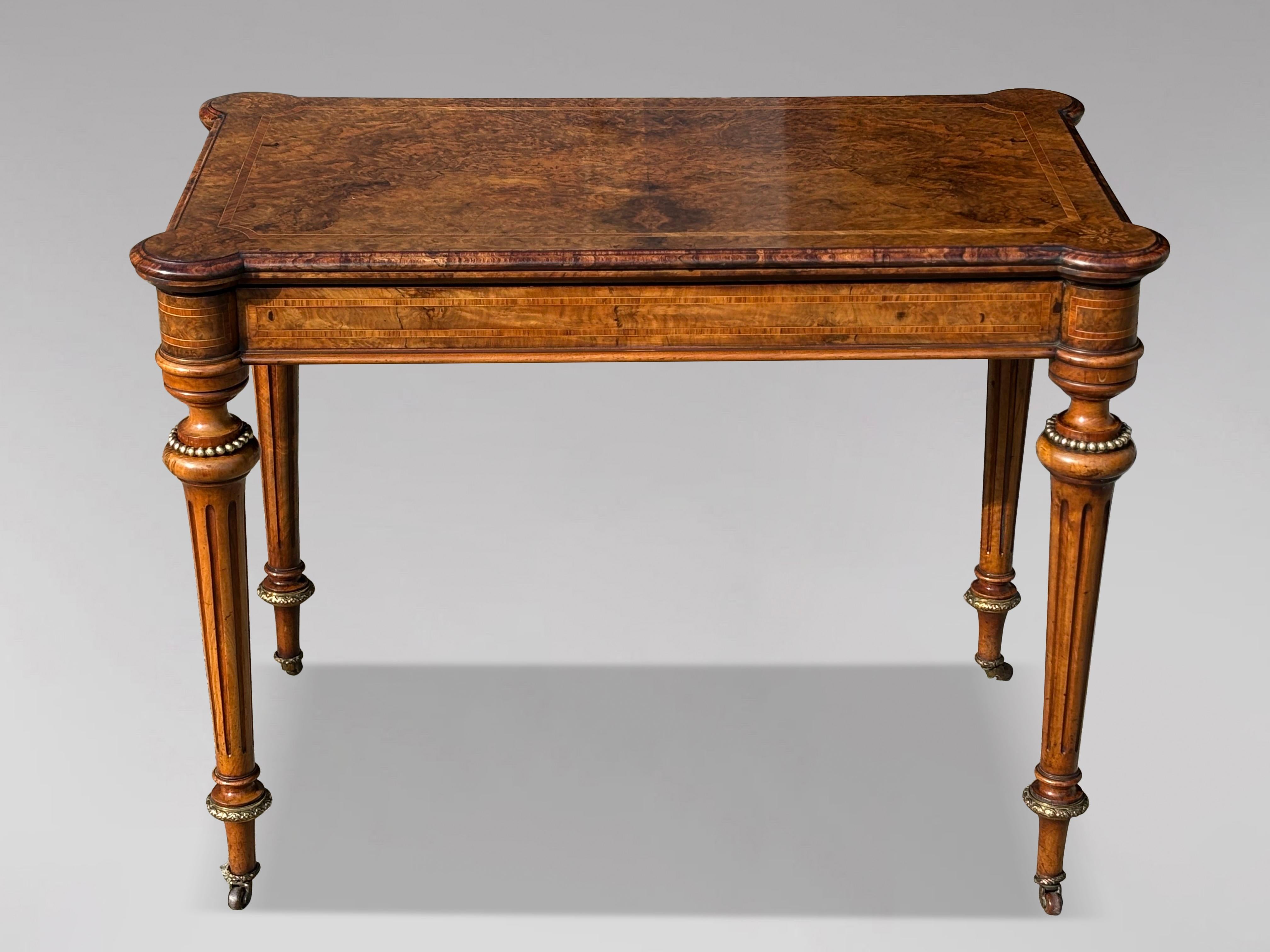 Mid 19th Century Victorian Period Burr Walnut & Inlay Folding Card Table 6