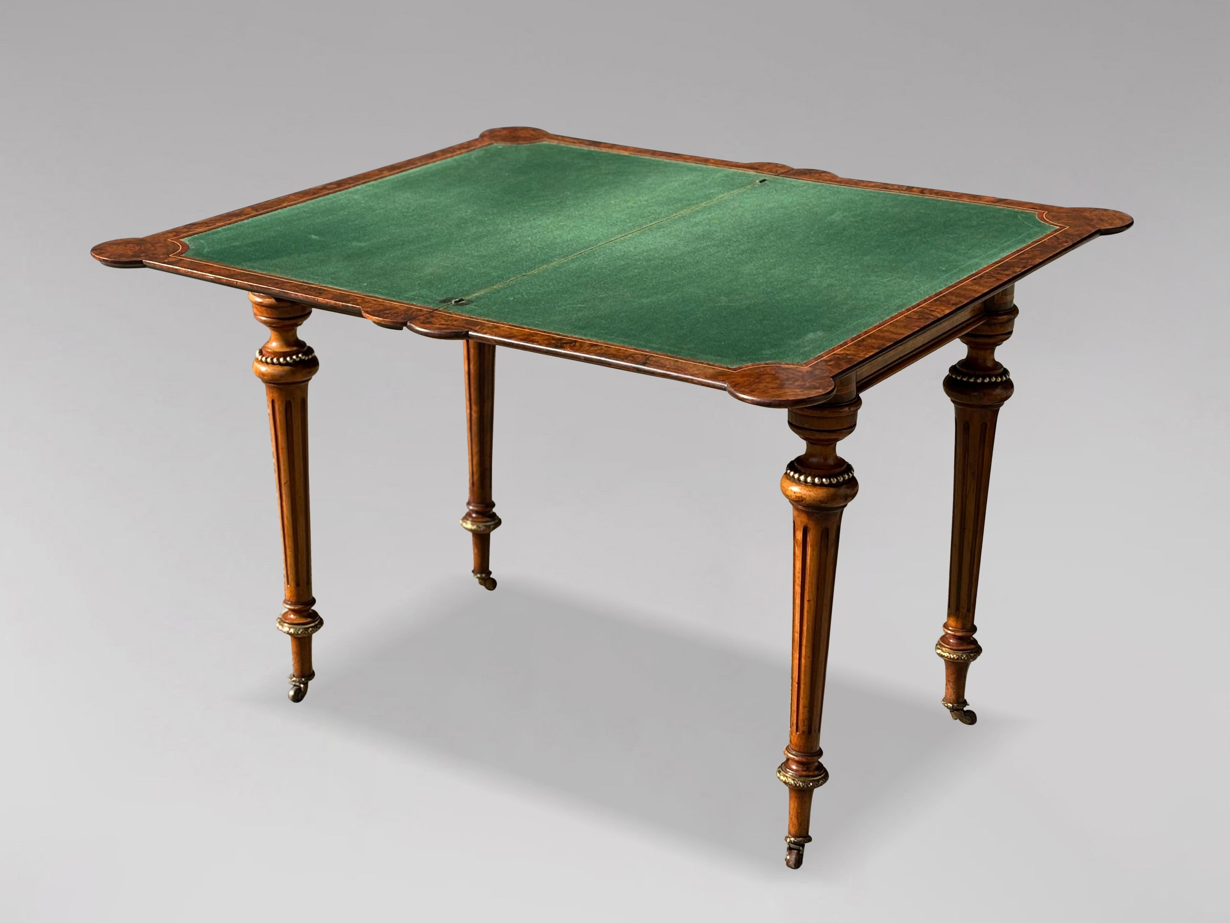 Mid 19th Century Victorian Period Burr Walnut & Inlay Folding Card Table 8