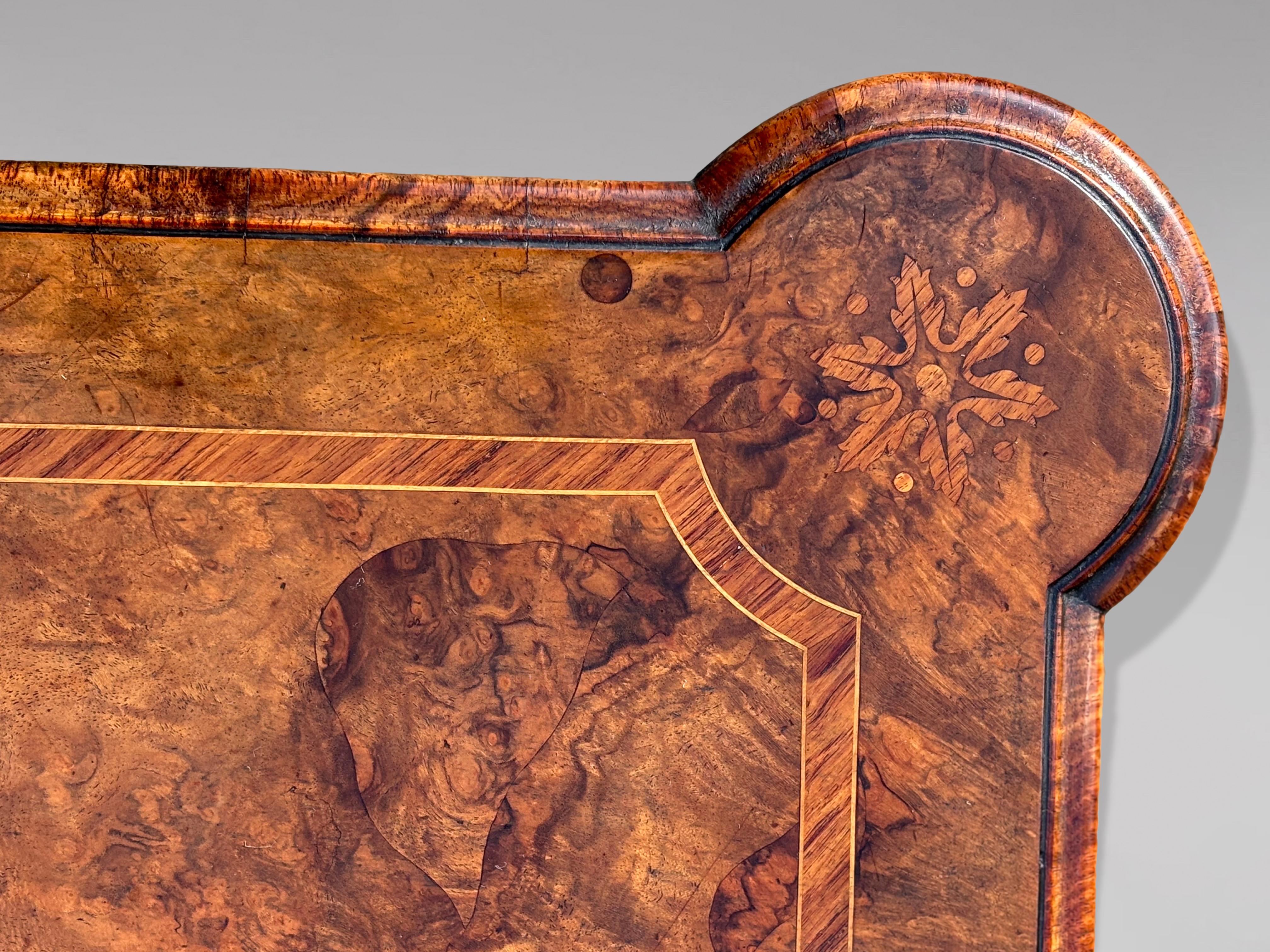 British Mid 19th Century Victorian Period Burr Walnut & Inlay Folding Card Table