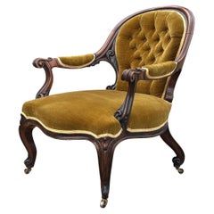 Mid 19th Century Victorian Period Carved Mahogany Armchair