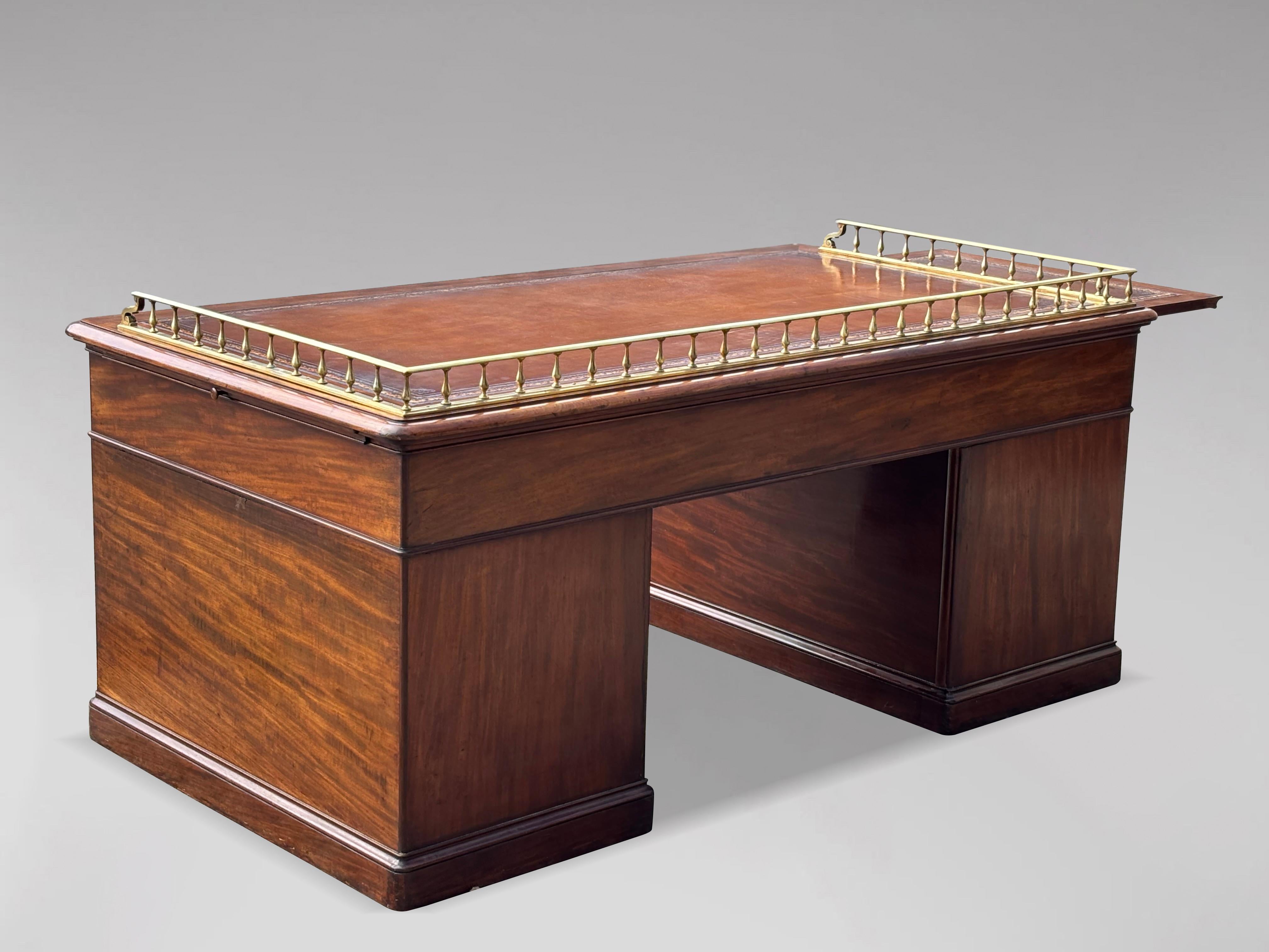 Mid 19th Century Victorian Period Mahogany & Leather Campaign Desk For Sale 8
