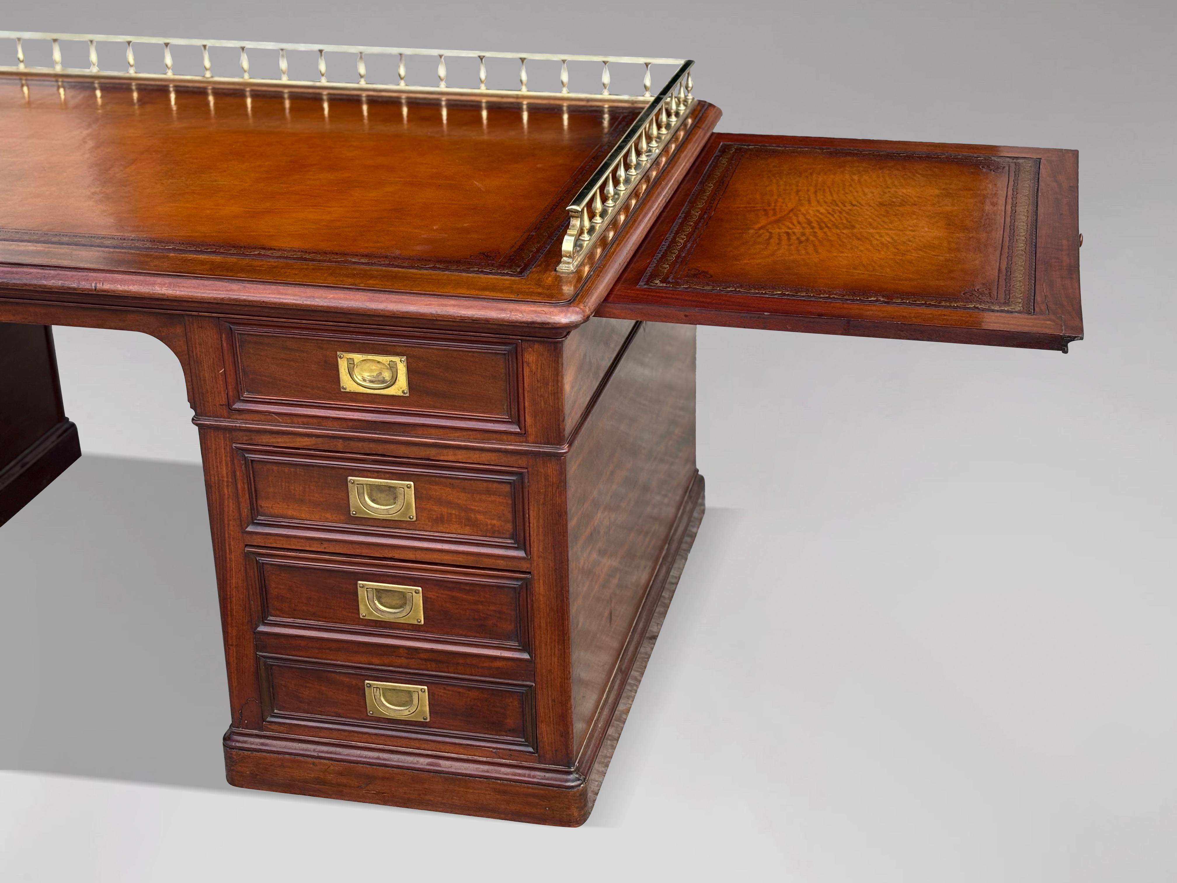 Mid 19th Century Victorian Period Mahogany & Leather Campaign Desk For Sale 1