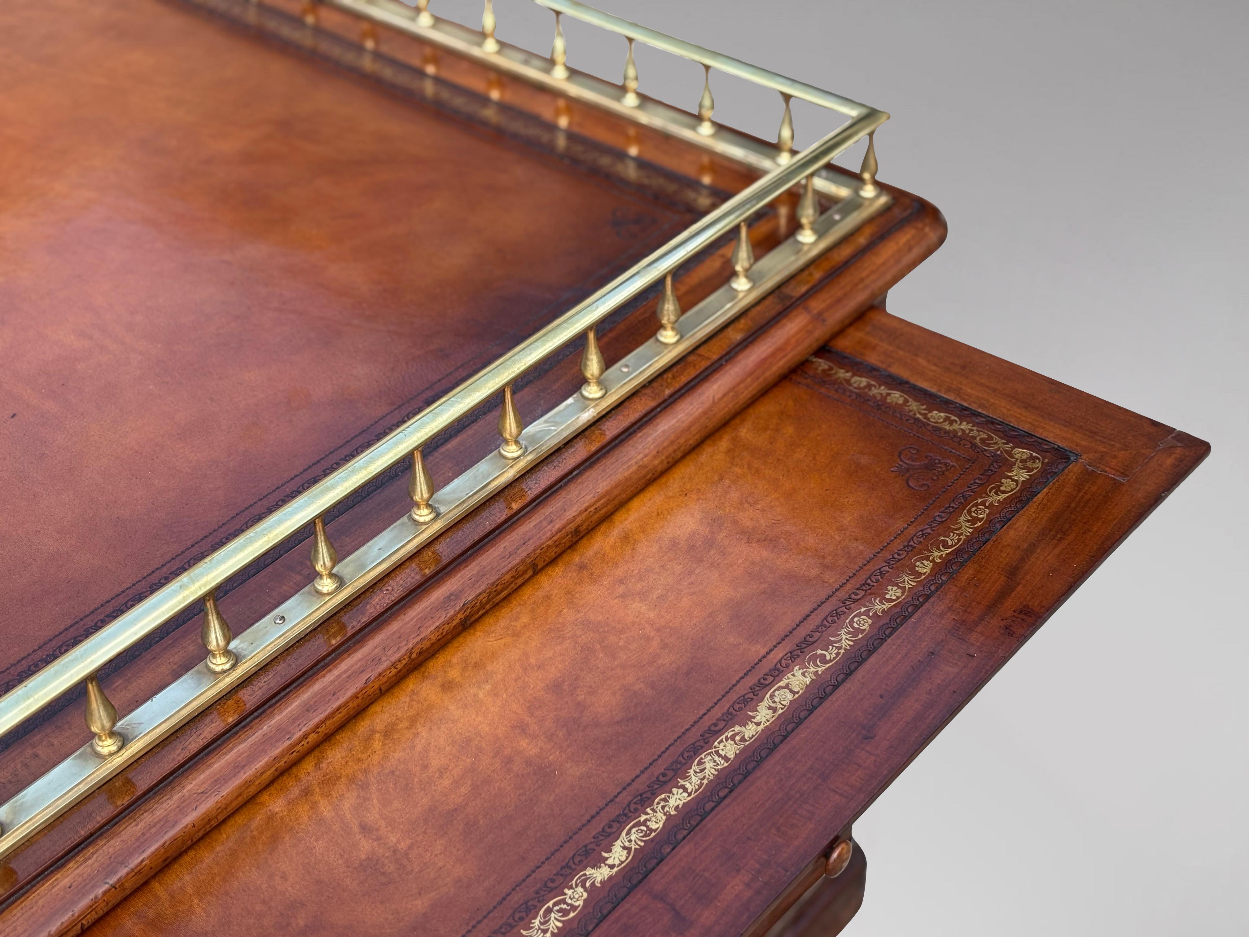Mid 19th Century Victorian Period Mahogany & Leather Campaign Desk For Sale 2