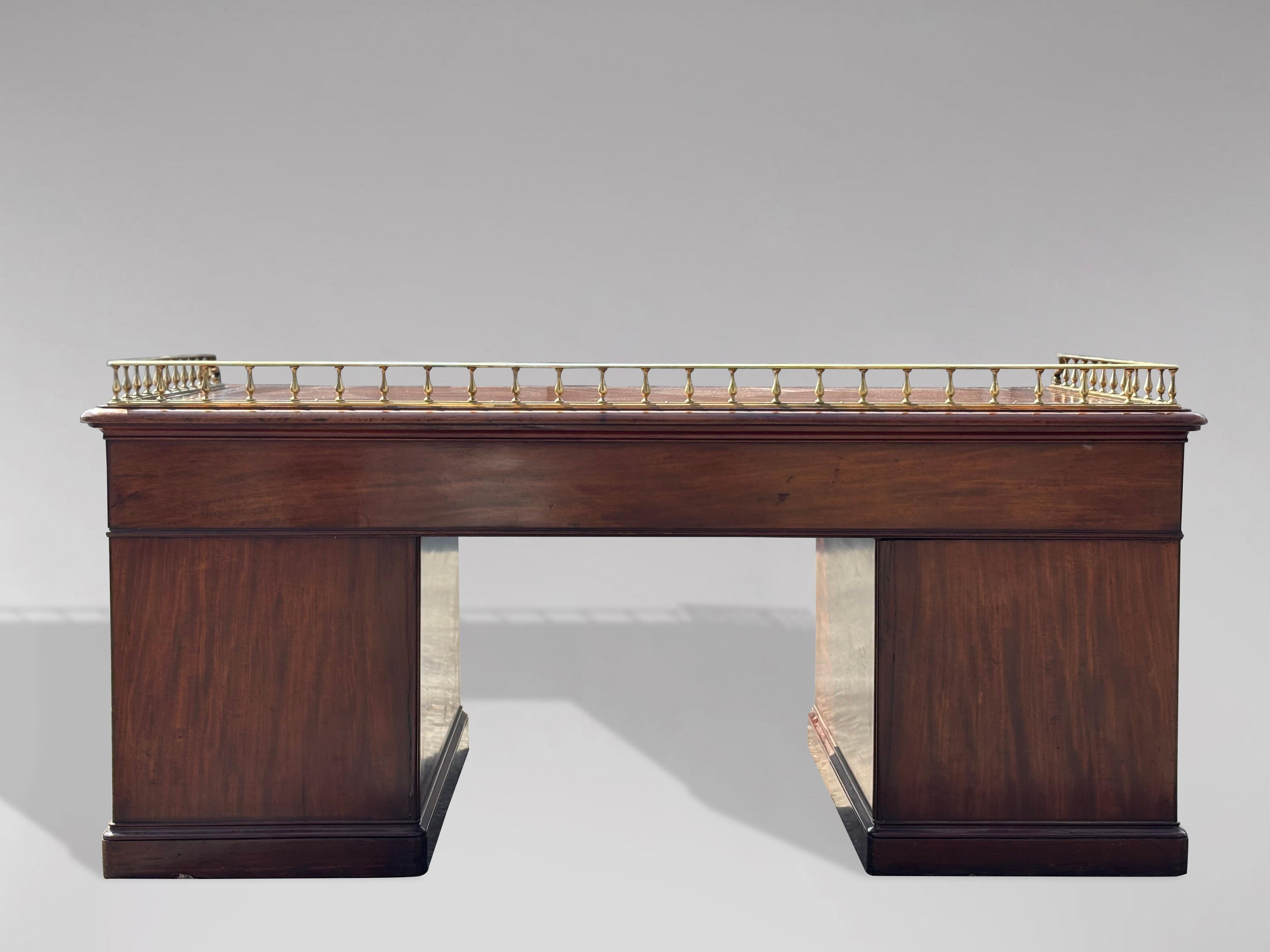 Mid 19th Century Victorian Period Mahogany & Leather Campaign Desk For Sale 4
