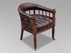 Mid 19th Century Victorian Period mahogany & Leather Desk Armchair