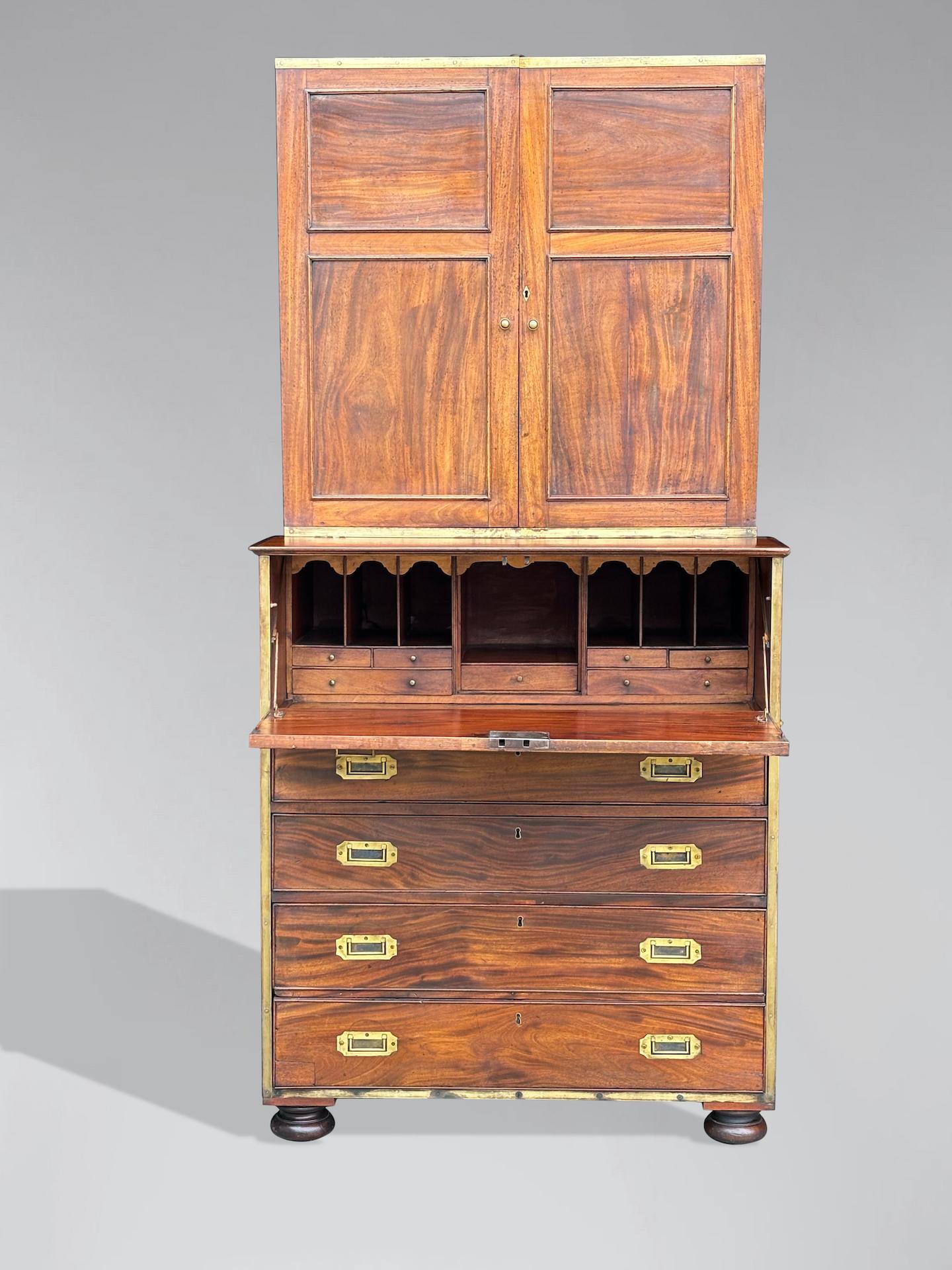 Mid 19th Century Victorian Period Military Campaign Cabinet Secretaire Chest en vente 4