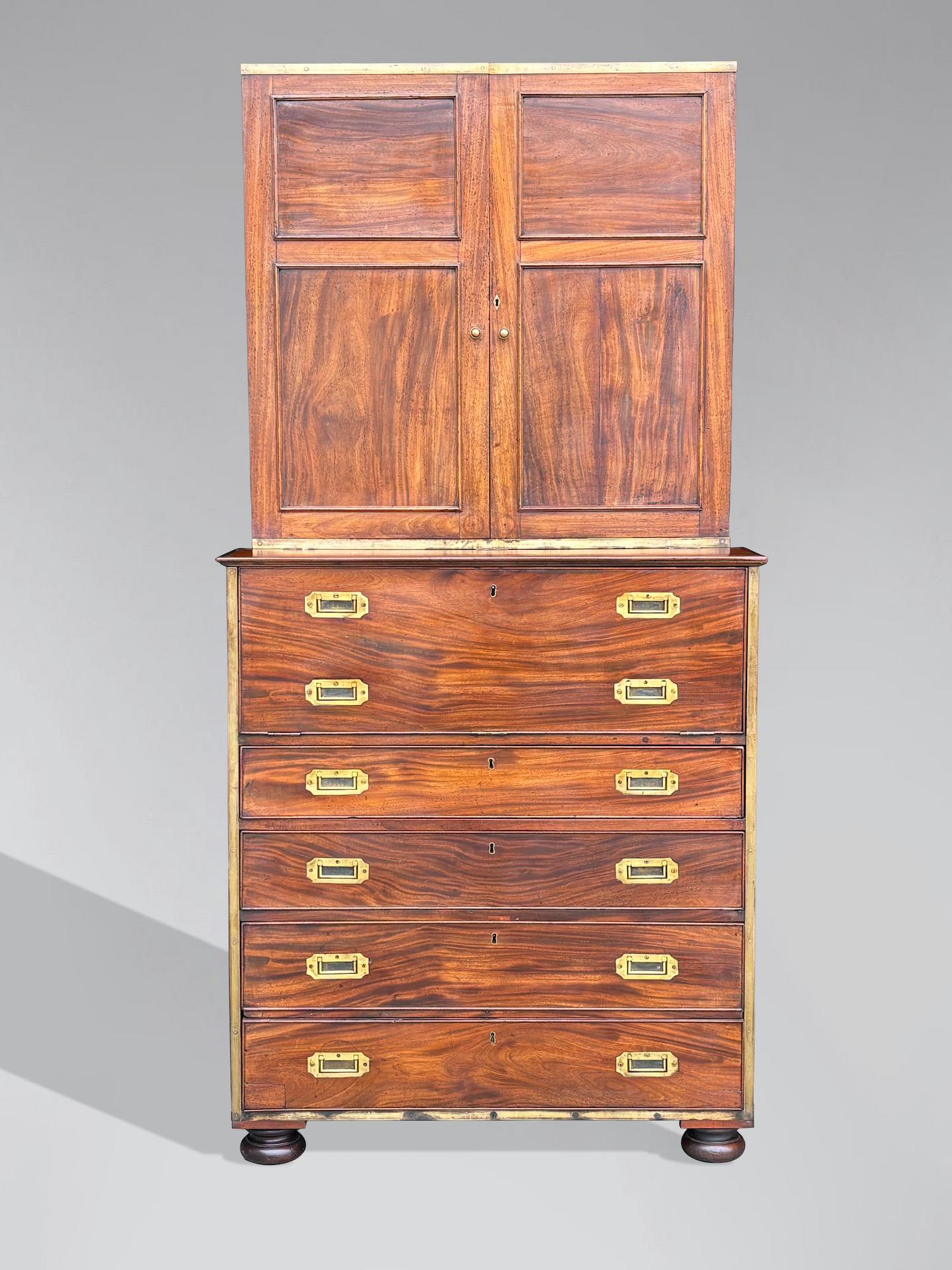 Mid 19th Century Victorian Period Military Campaign Cabinet Secretaire Chest en vente 5