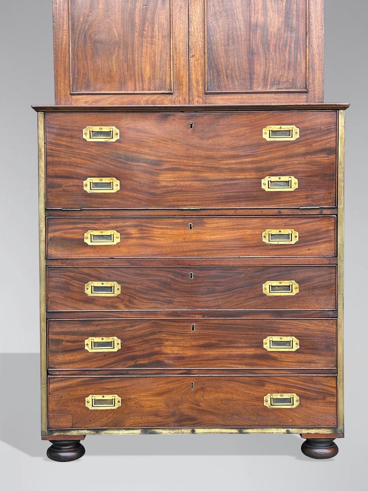 Mid 19th Century Victorian Period Military Campaign Cabinet Secretaire Chest en vente 2