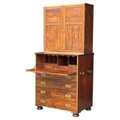 Mid 19th Century Victorian Period Military Campaign Cabinet Secretaire Chest