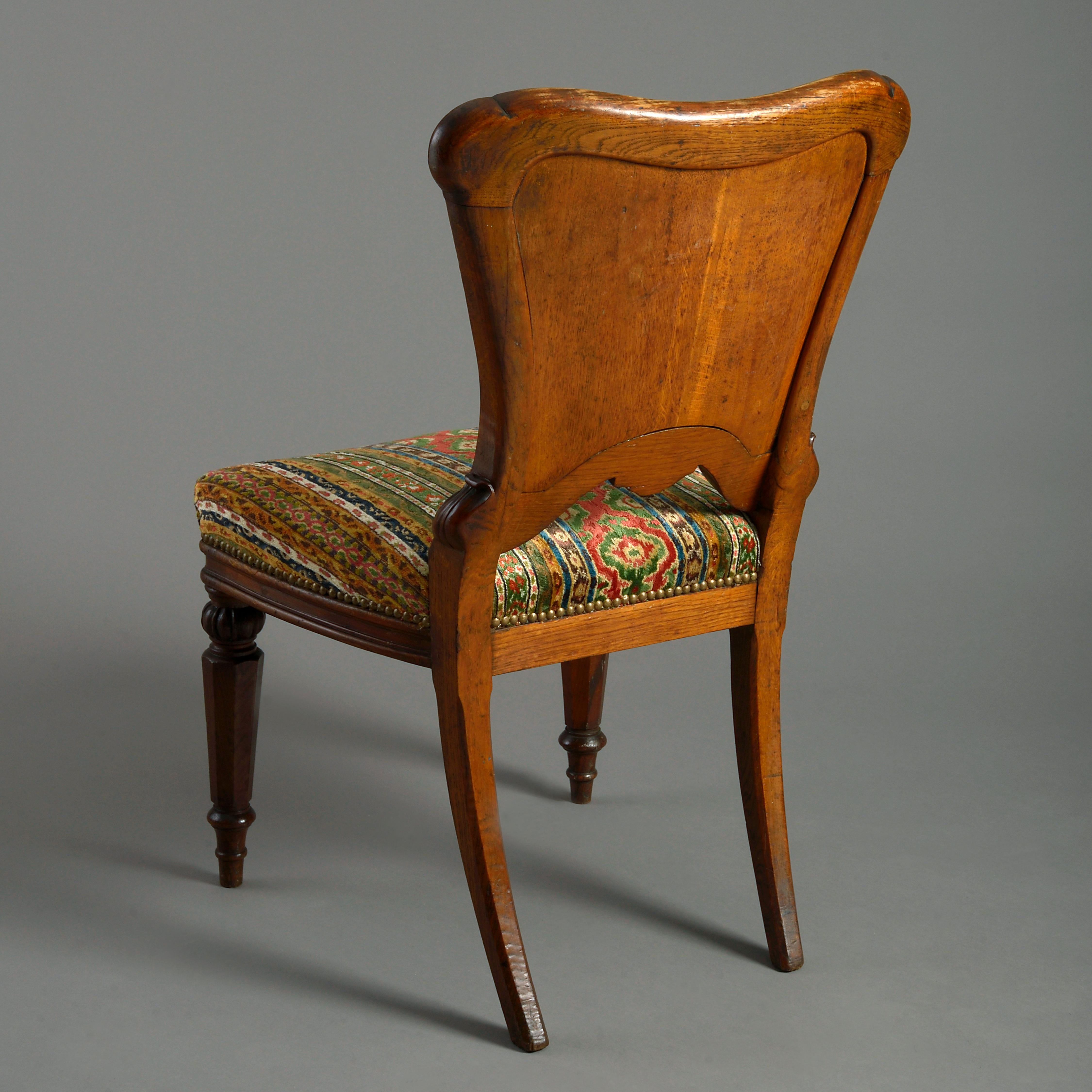 English Mid-19th Century Victorian Period Oak Side Chair For Sale