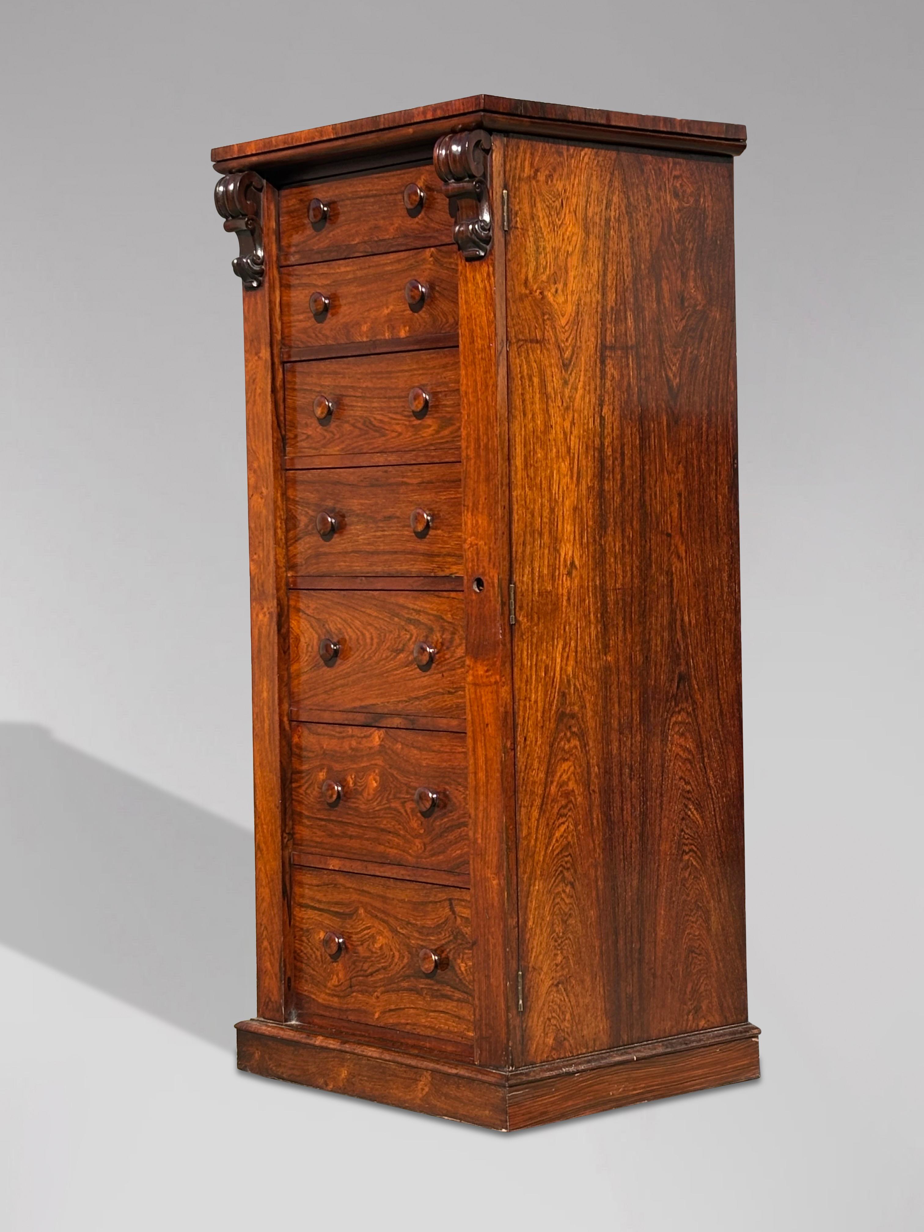 Primo vittoriano Cassapanca Wellington in legno di palissandro di epoca vittoriana della metà del XIX secolo in vendita