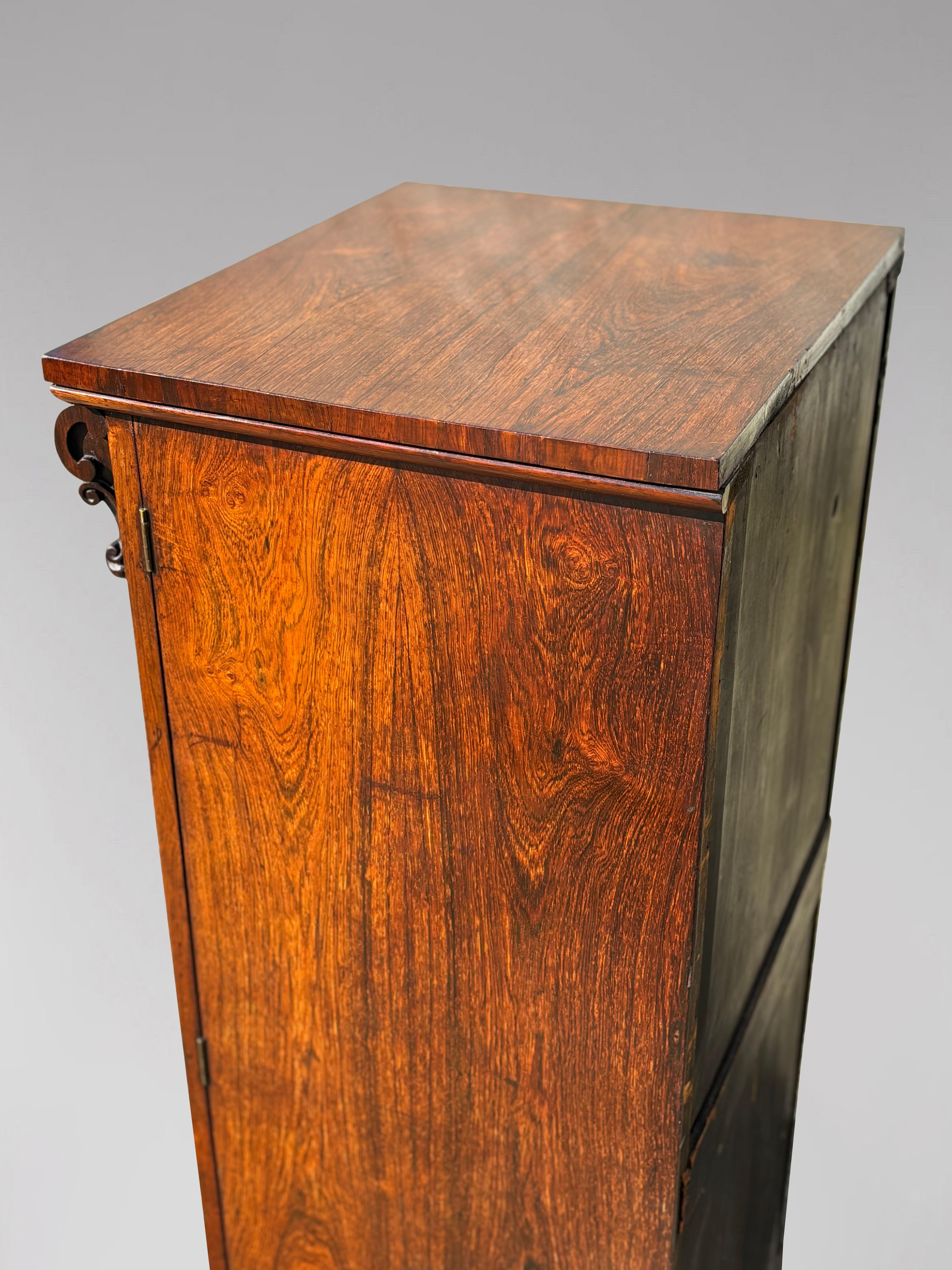 Lucidato Cassapanca Wellington in legno di palissandro di epoca vittoriana della metà del XIX secolo in vendita