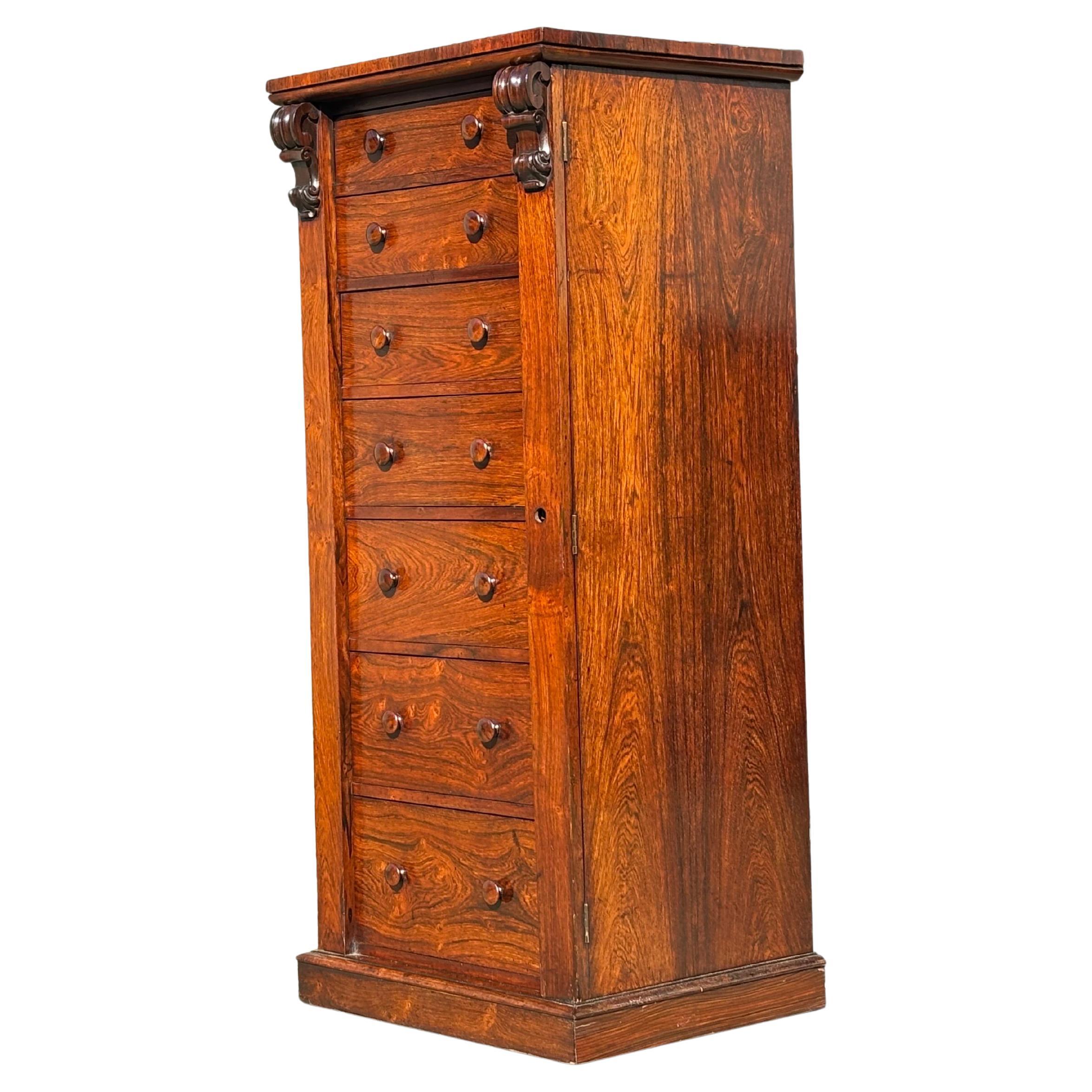 Mid 19th Century Victorian Period Rosewood Wellington Chest