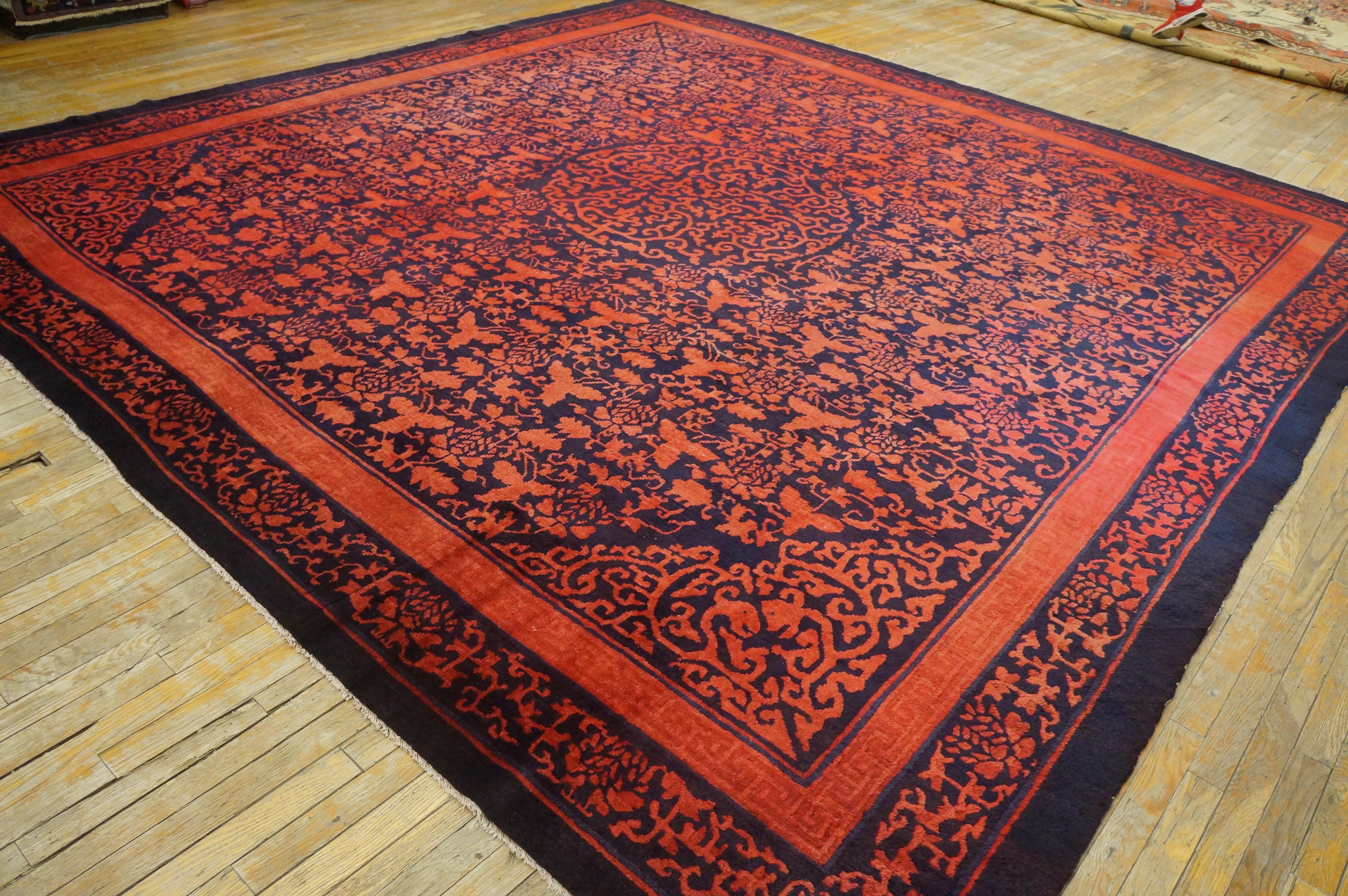 Mid-19th Century Mid 19th Century W. Chinese Kansu Carpet ( 11'6