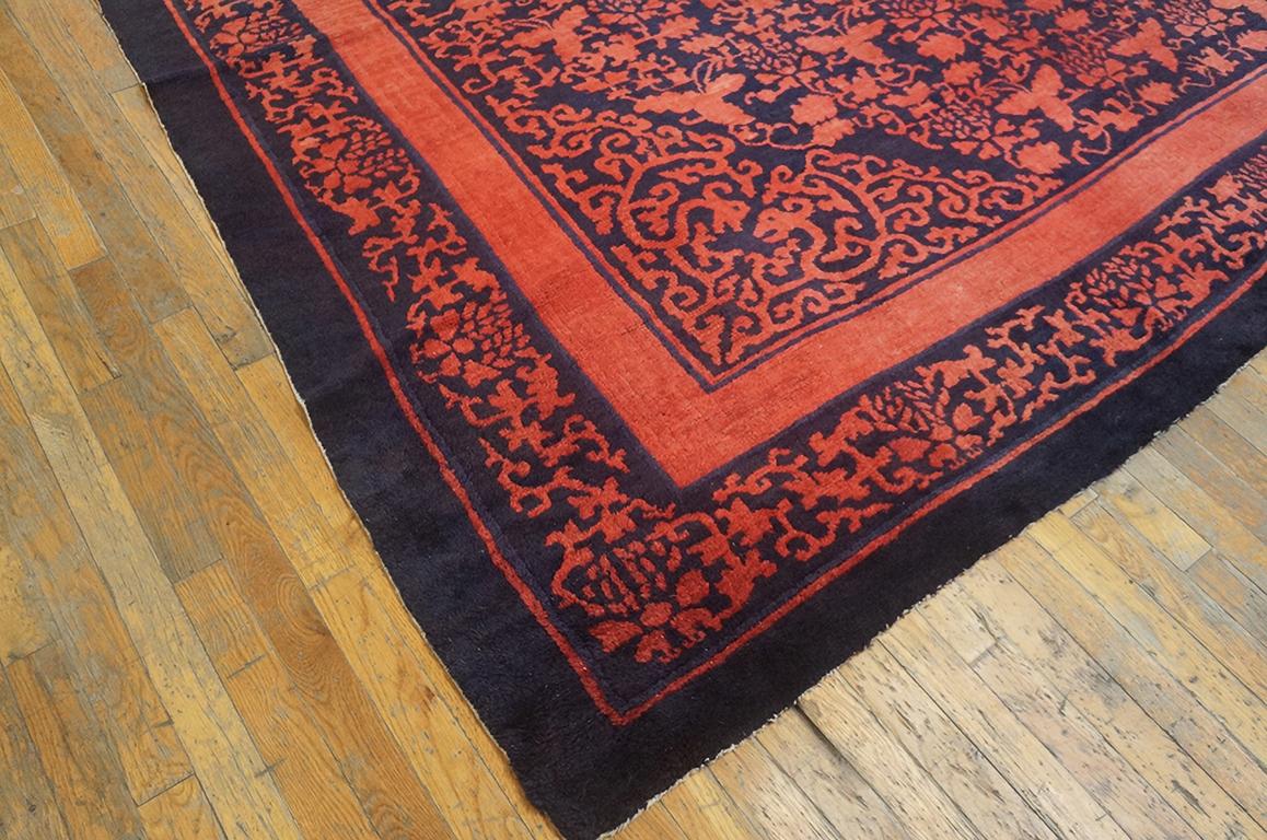 Wool Mid 19th Century W. Chinese Kansu Carpet ( 11'6