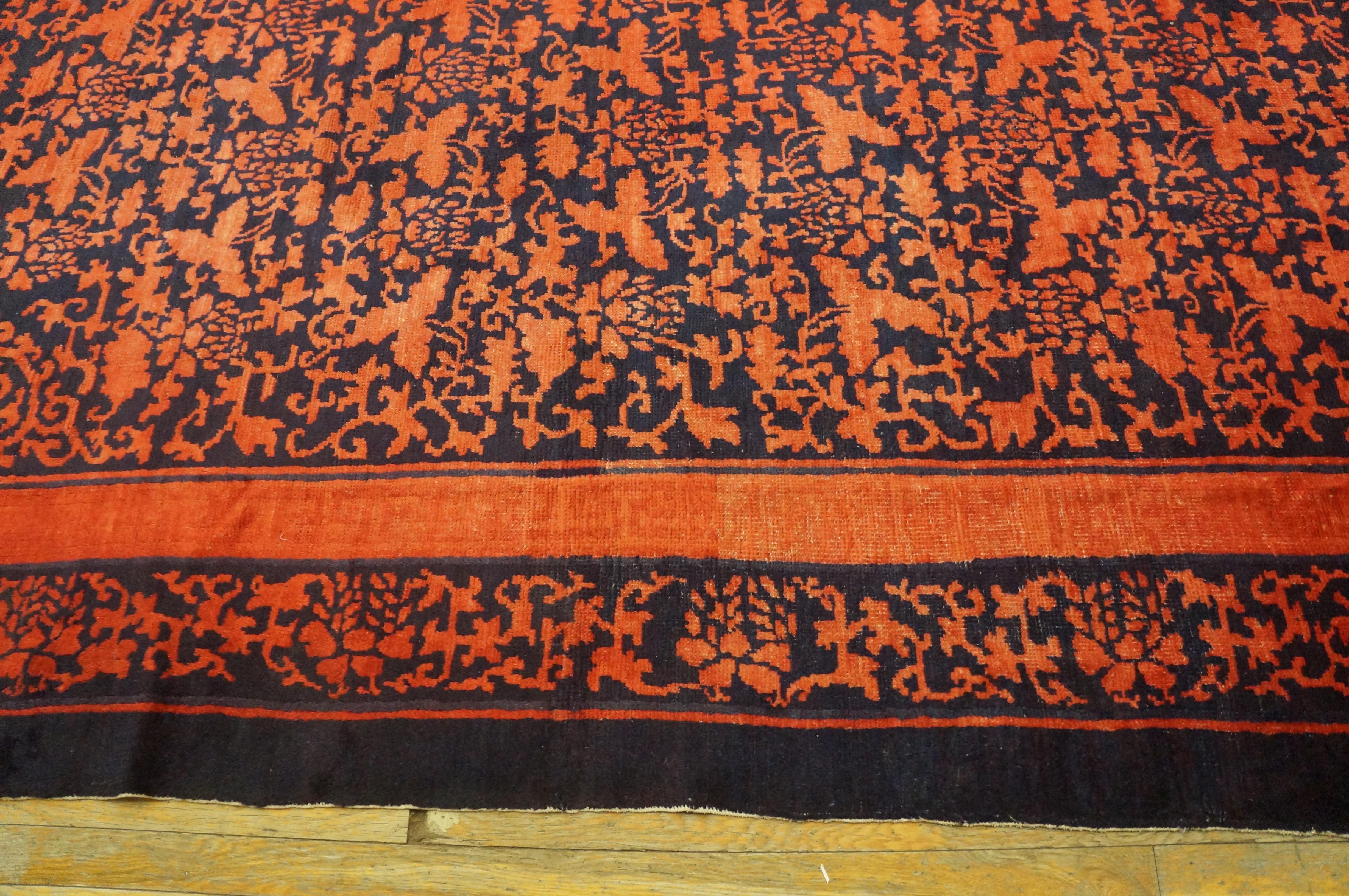 Mid 19th Century W. Chinese Kansu Carpet ( 11'6