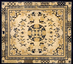 Chinesischer Ningxia-Teppich aus der Mitte des 19. Jahrhunderts ( 6'6" x 7' - 198 x 213)