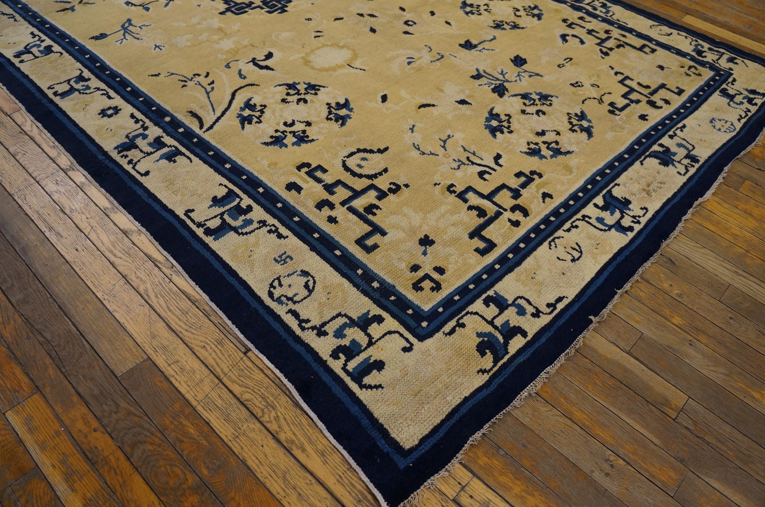 Noué à la main Tapis chinois Ningxia Kang du milieu du 19ème siècle ( 5'6