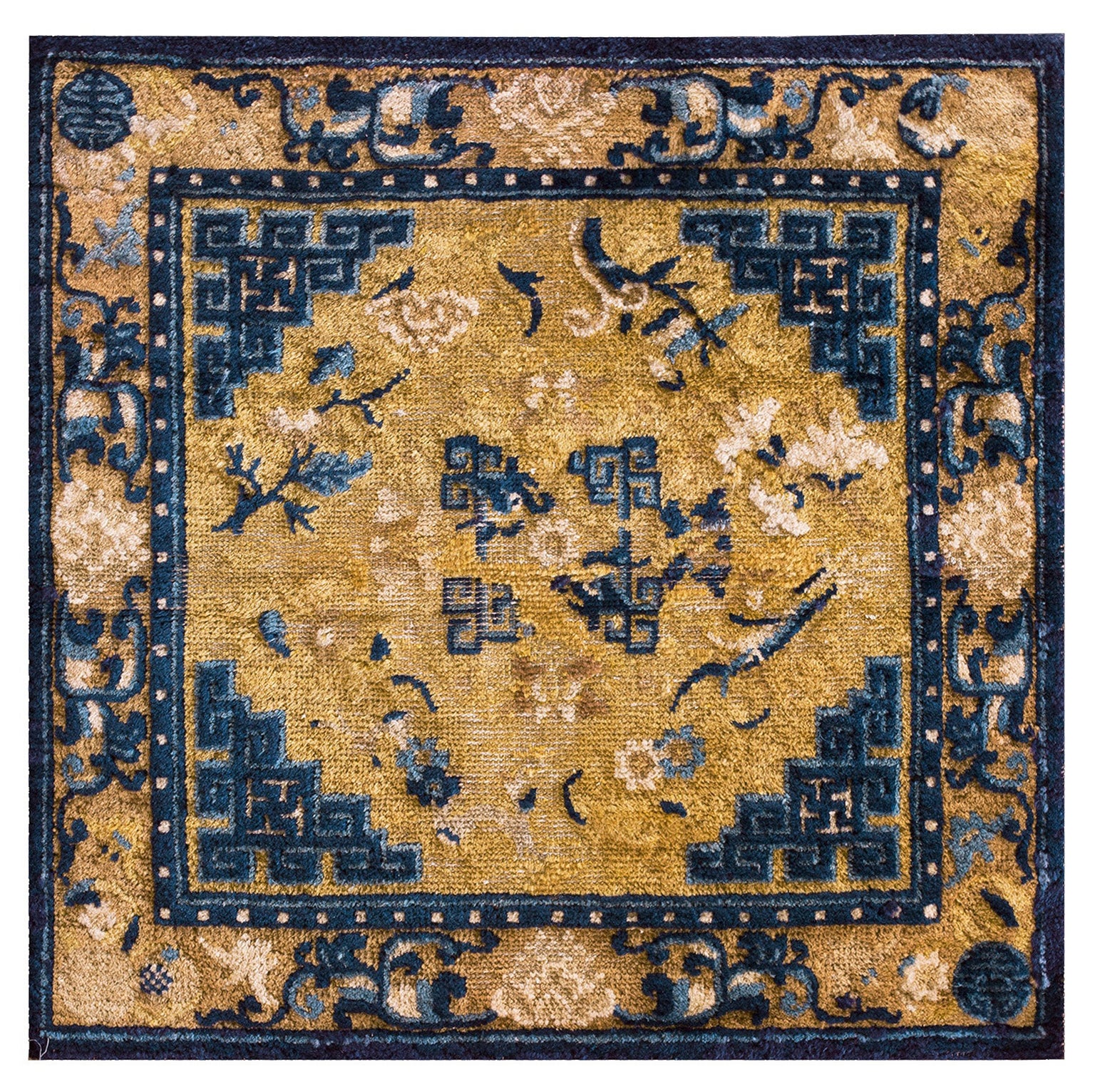 Tapis chinois Ningxia du milieu du 19ème siècle ( 2'4" x 2'4" - 70 x 70 )