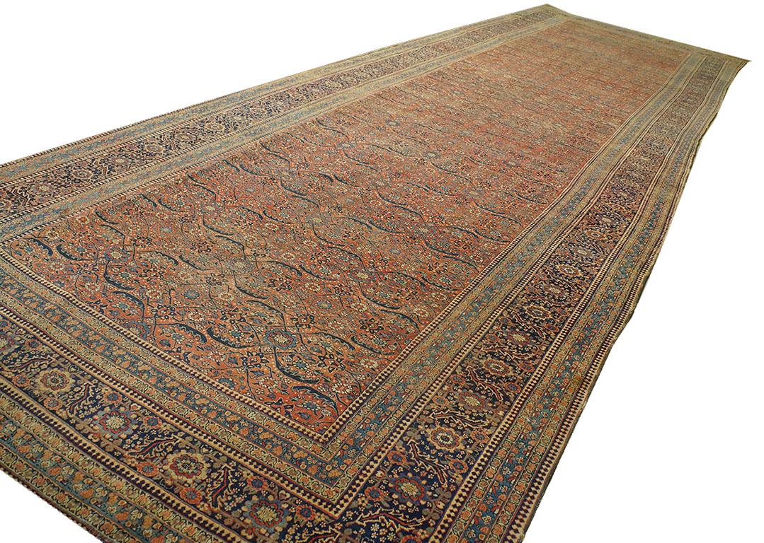 Tappeto Bijar persiano della metà del XIX secolo W. 8' 0'' x 24' 6'' 