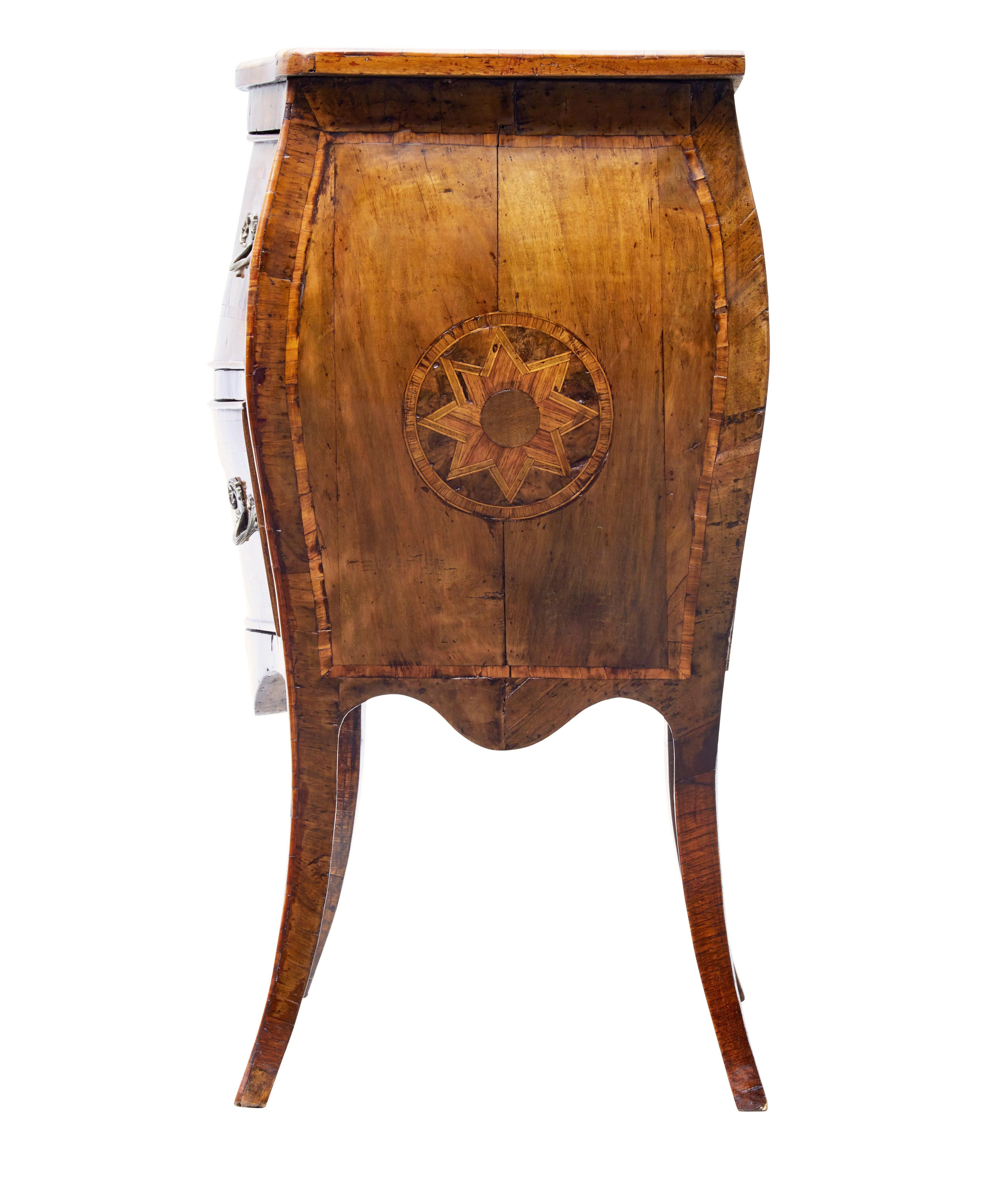 Hand-Crafted Mid 19th century walnut inlaid Maltese commode For Sale