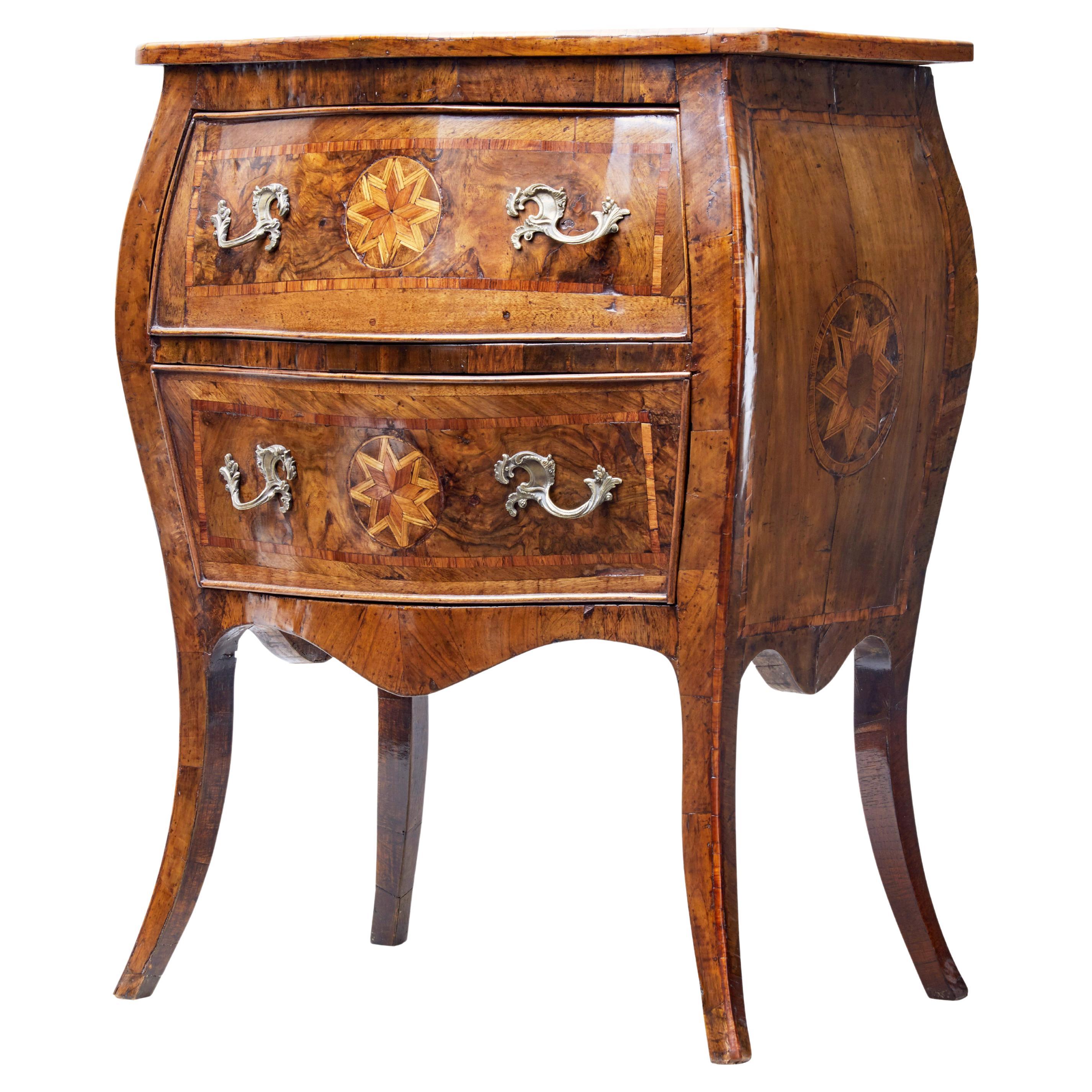 Mid 19th century walnut inlaid Maltese commode For Sale