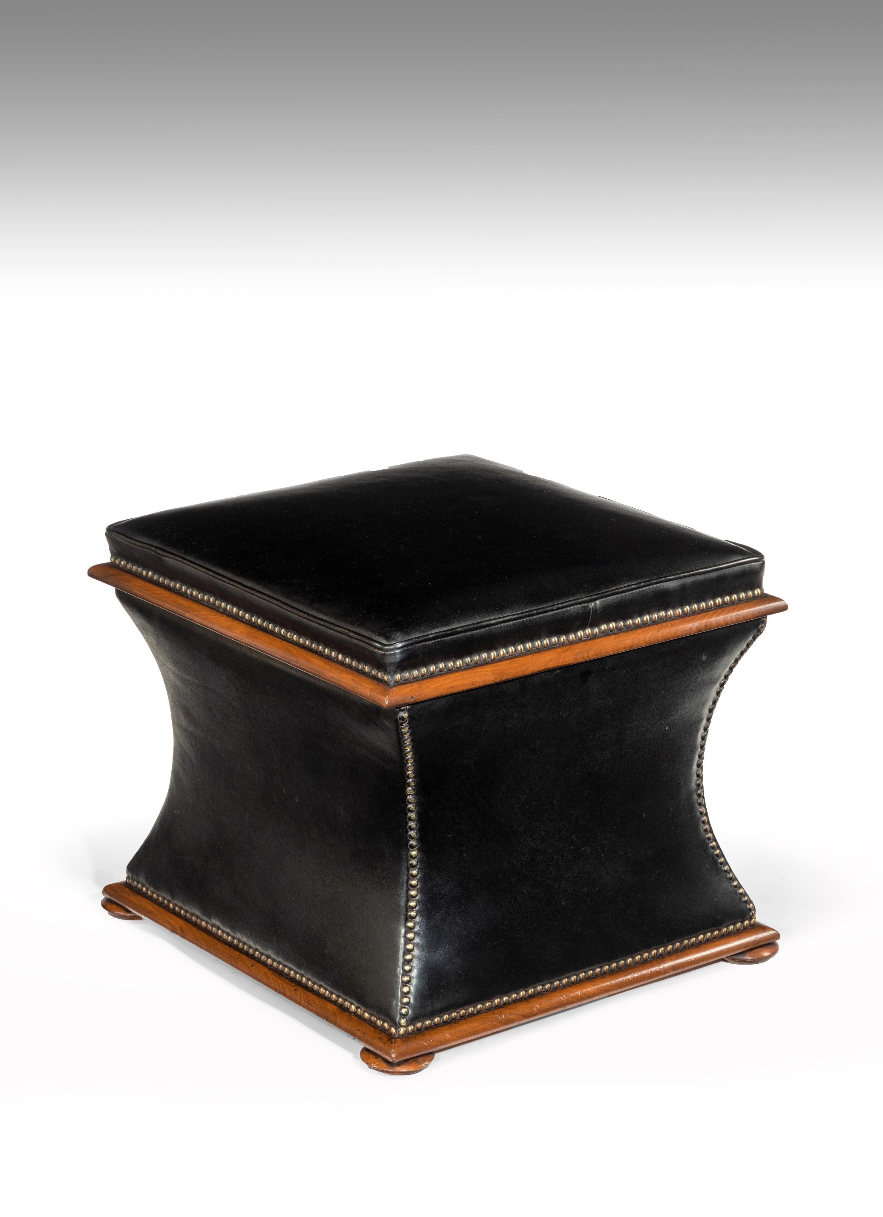 Mid-19th Century Walnut Sarcophagus Leather Box Ottoman 3