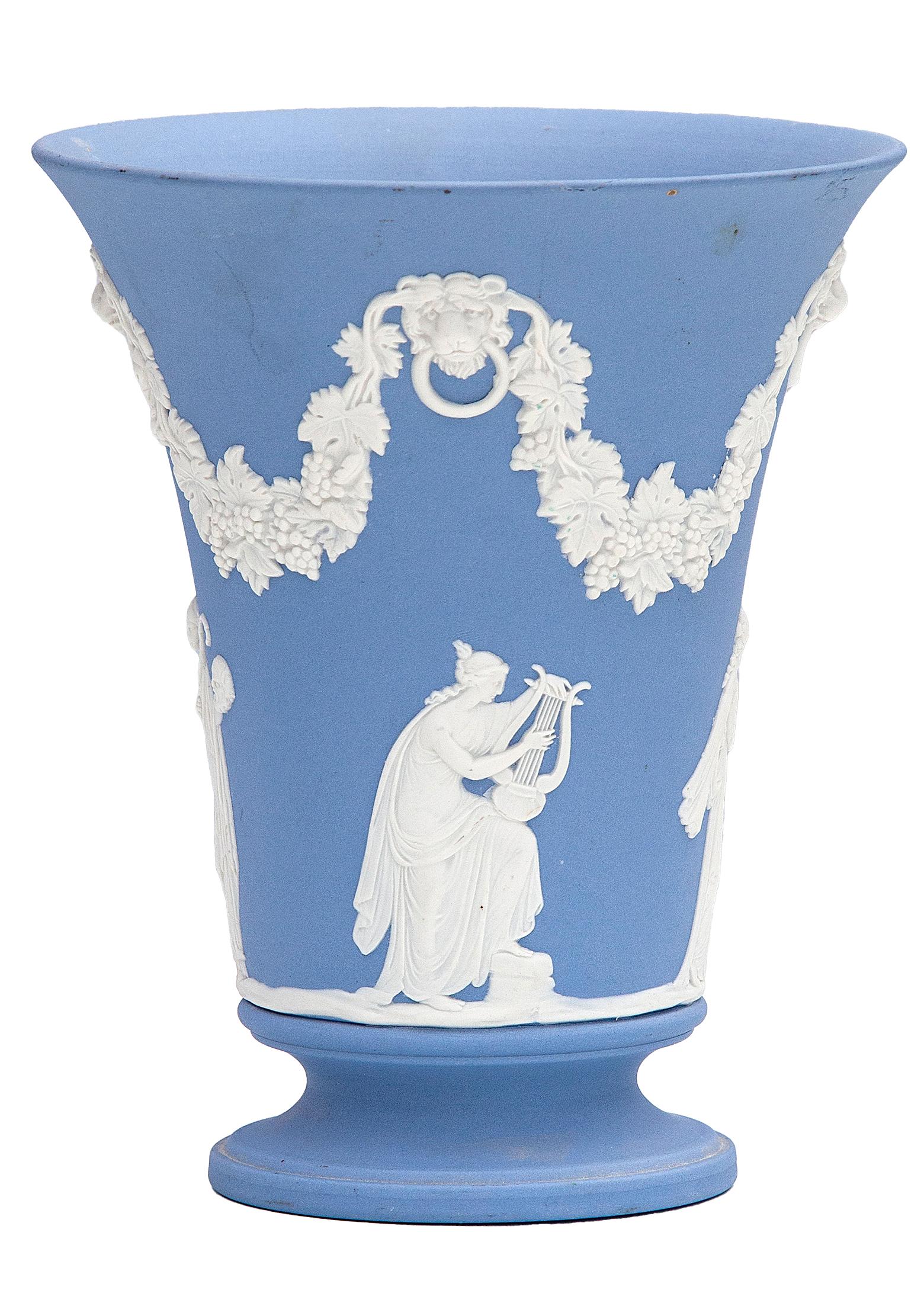Wedgwood Jasperware Bacchus Footed Vase. Use for flower vase or stand-alone. This is a rare piece and in great condition. Handcrafted in England and made in Jasper, one of the most enduring and iconic of Wedgwood's wares.
Mid 19th Century Wedgwood