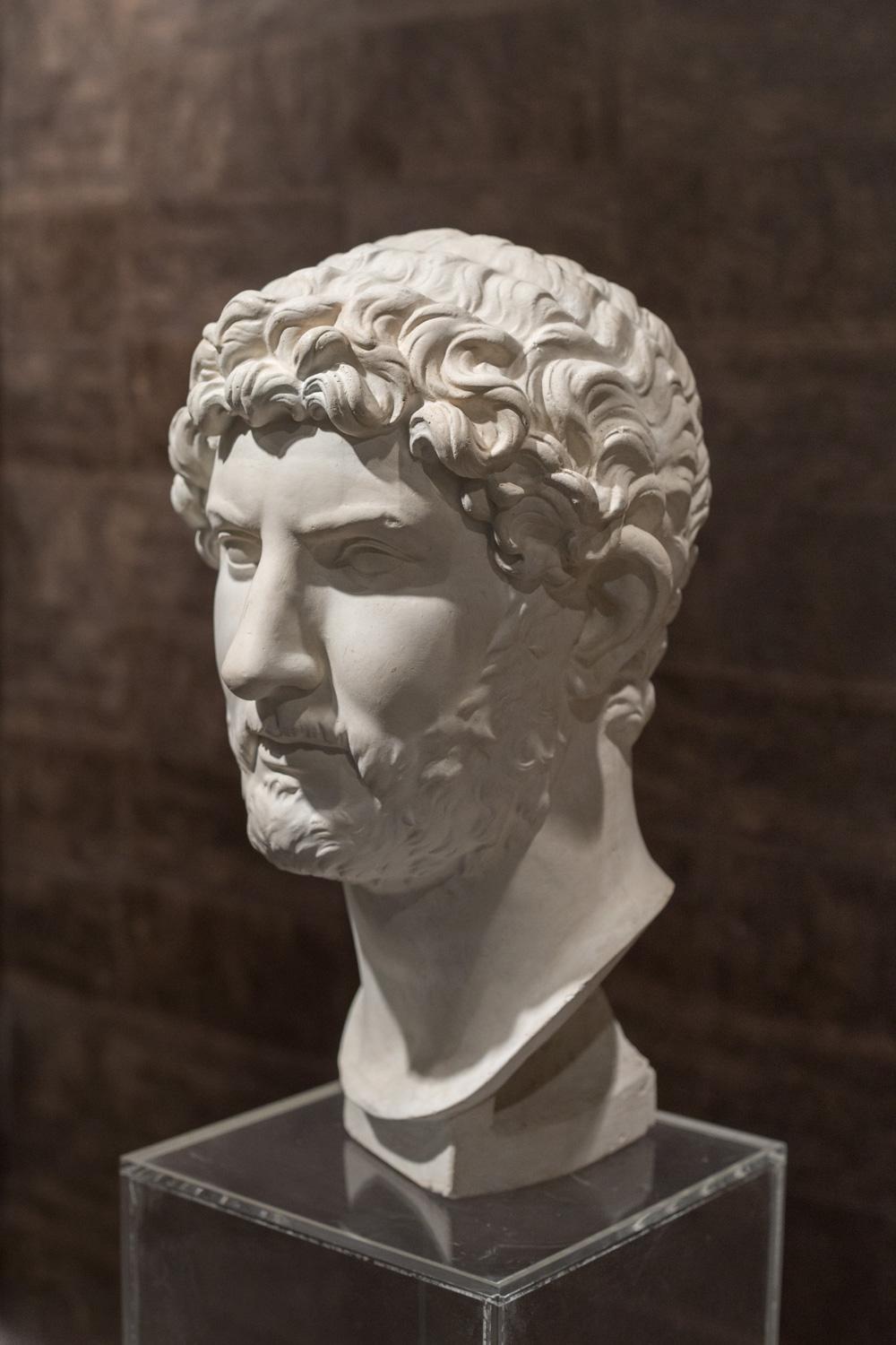 Mid-19th Century White Italian Neoclassical Plaster Bust Hadrian, 1860 1